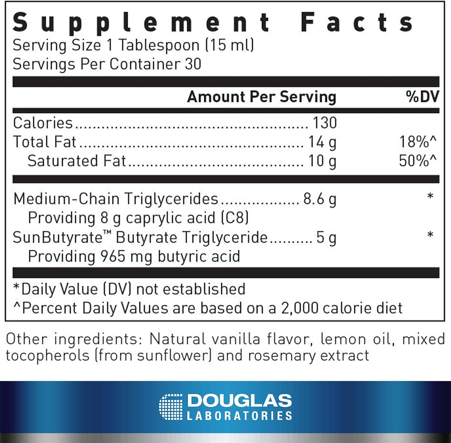 Douglas Laboratories MCT/Butyrate Liquid, Lemon Vanilla, 15.6 fl. oz.