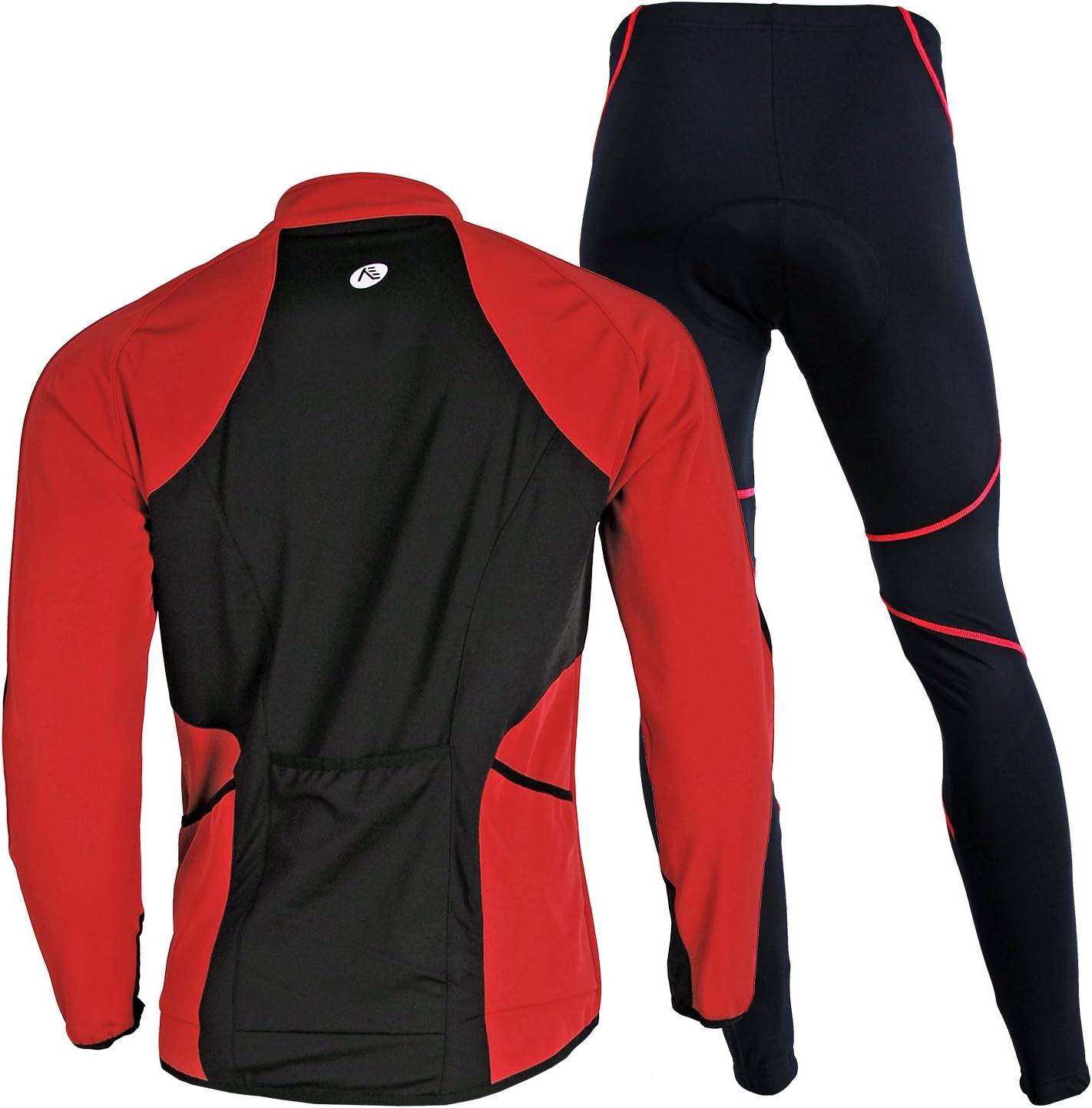 Men's Cycling Jersey Set, Winter Thermal Fleece Lining Waterproof Long Sleeve Jacket with Padded Riding Pants