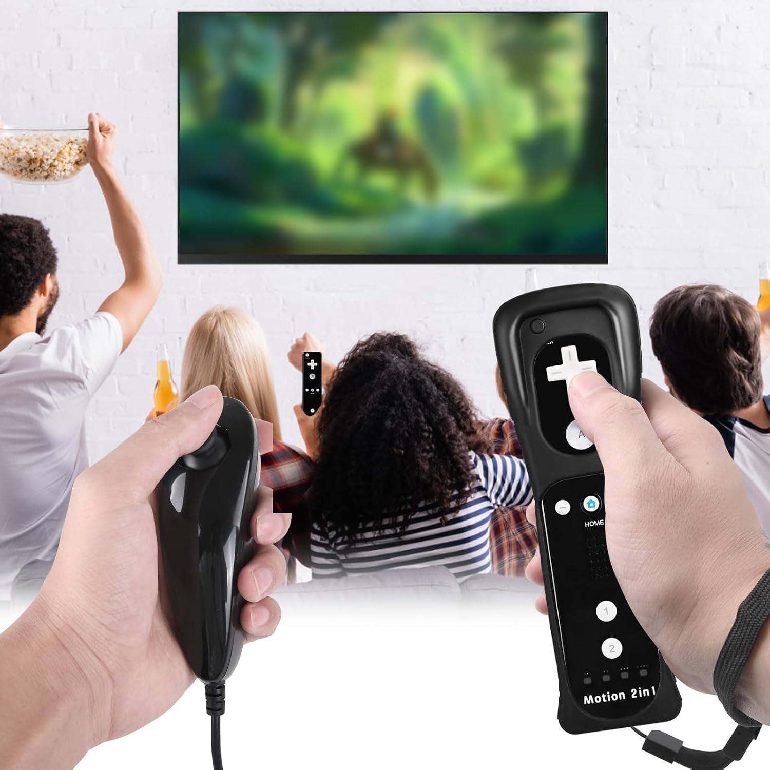 TechKen 2 Pack Wii Controllers with Wii Motion Plus Inside | Shock Wii Nunchuk Controller | Compatible Nintendo Wii, Motion Plus Wii Controller