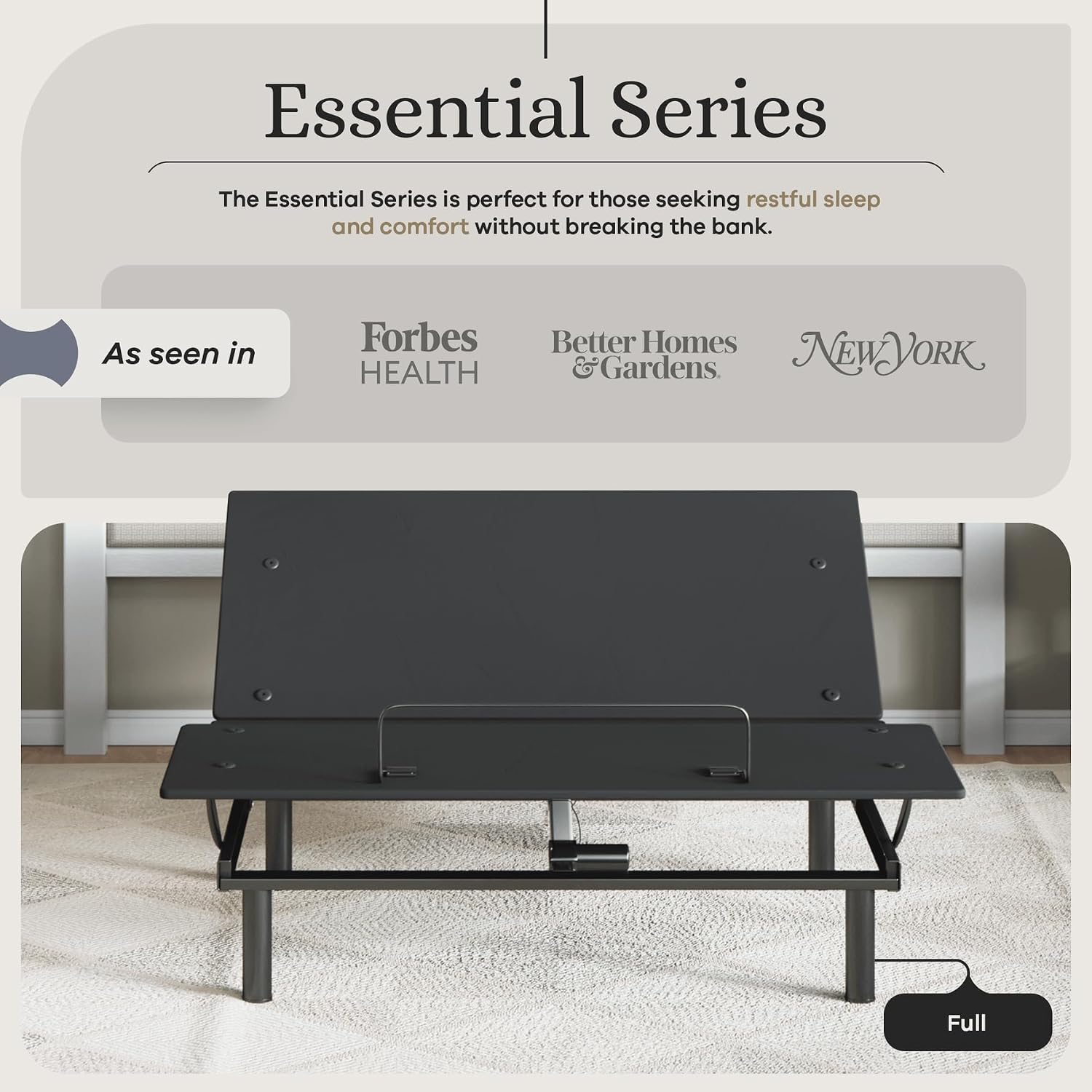 Sven and Son Essential Adjustable Bed Base (Frame) + 12 inch Memory Foam Matt (Medium), Easy Assembly, Head and Foot Lift, Memory Positions