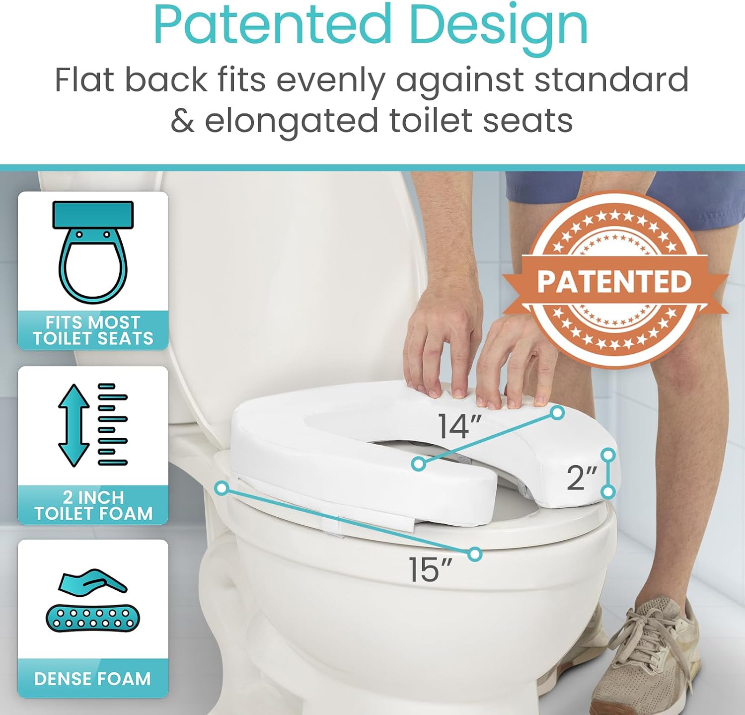 Vive Toilet Seat Cushion (Soft Cushioned Foam) - Easy Clean Soft Padded