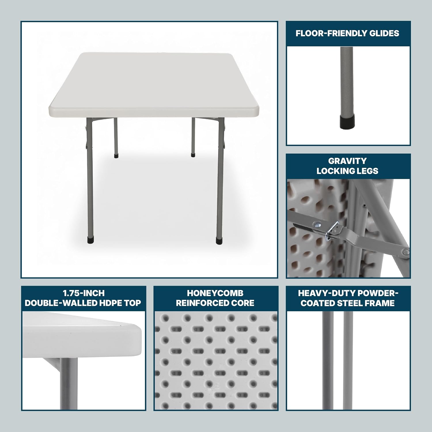 OEF Furnishings OEFBT2448 Utility Series Heavy-Duty Premium Commercial-Grade Indoor/Outdoor Folding Table (24 x 48 in, Rectangular