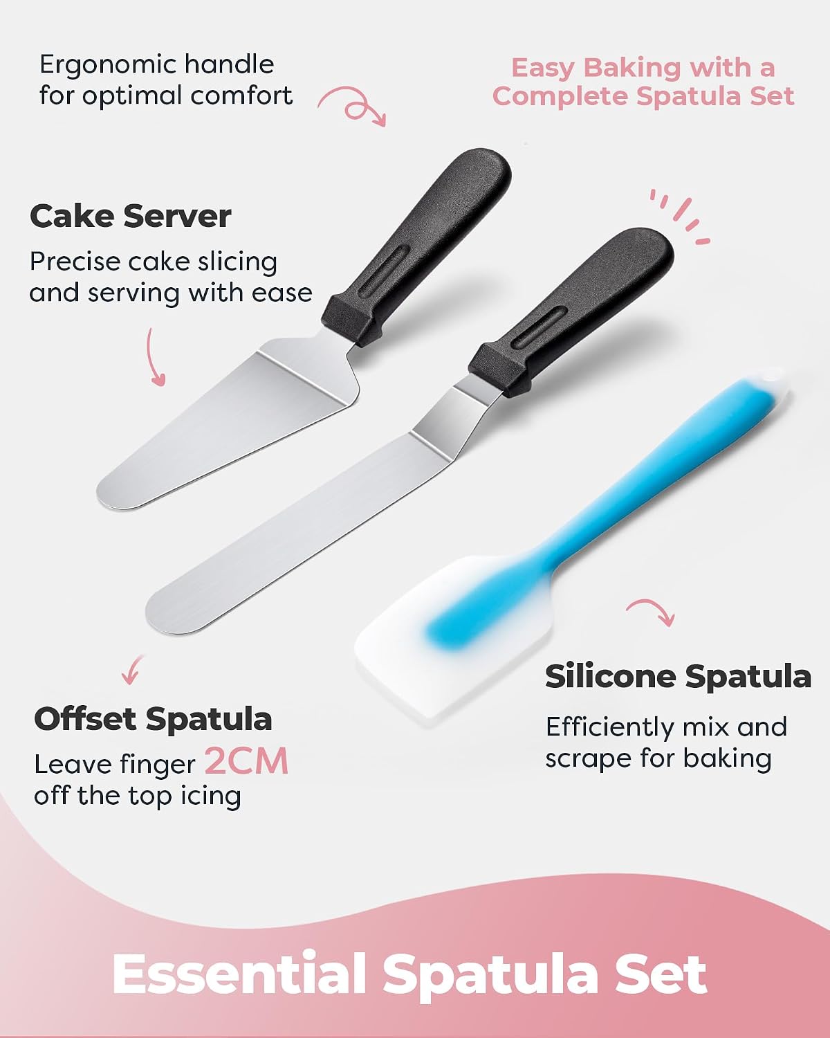 Kootek Aluminum Cake Stand Turntable Set for Decorating Baking Kit, 12" | Beginner-friendly, Baking Supplies Tools with Cake Stand Turntable for Decorating and Display, 2 Spatulas, 3 Icing Scrapers
