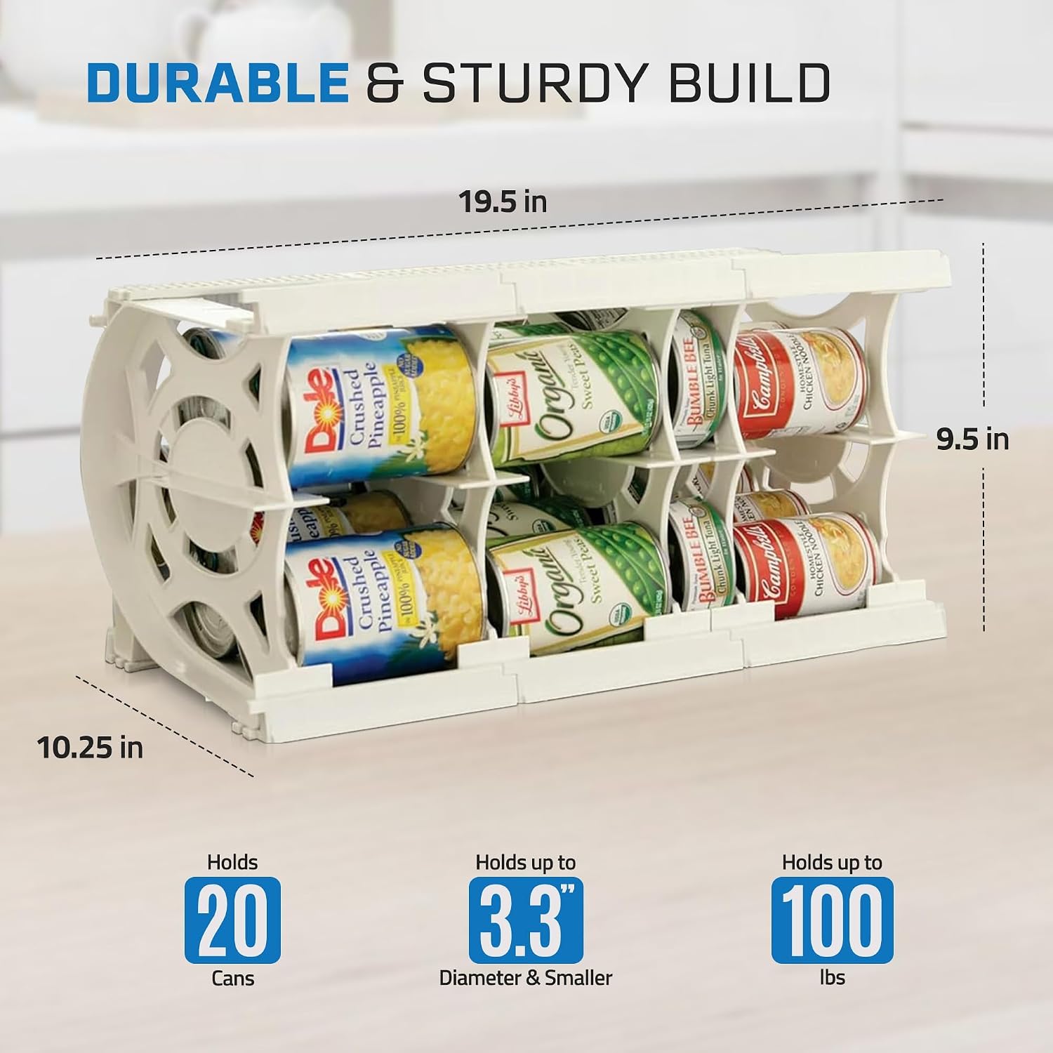Cansolidator Cupboard - 1-Pack Can Organizer for Pantry, Stackable Soda Can Storage for Kitchen, Holds 20 Cans of Food or Soda