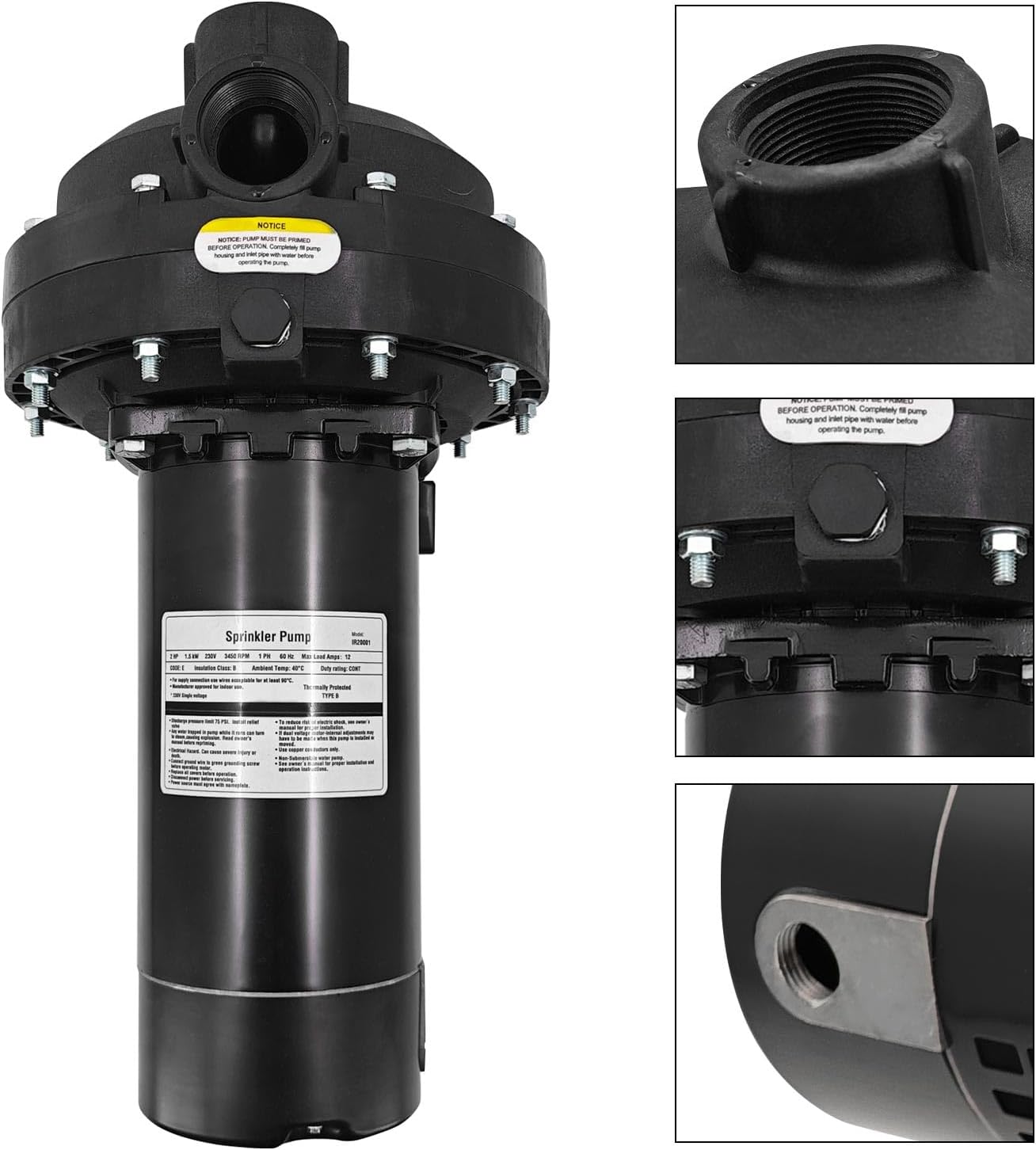 FP5182-08 2HP 230V Self-Priming Sprinkler Pump Replacement for Flotec | Irrigation Sprinkler Pump 12A 50PSI 69GPM Replacement for Flotec Water Pump
