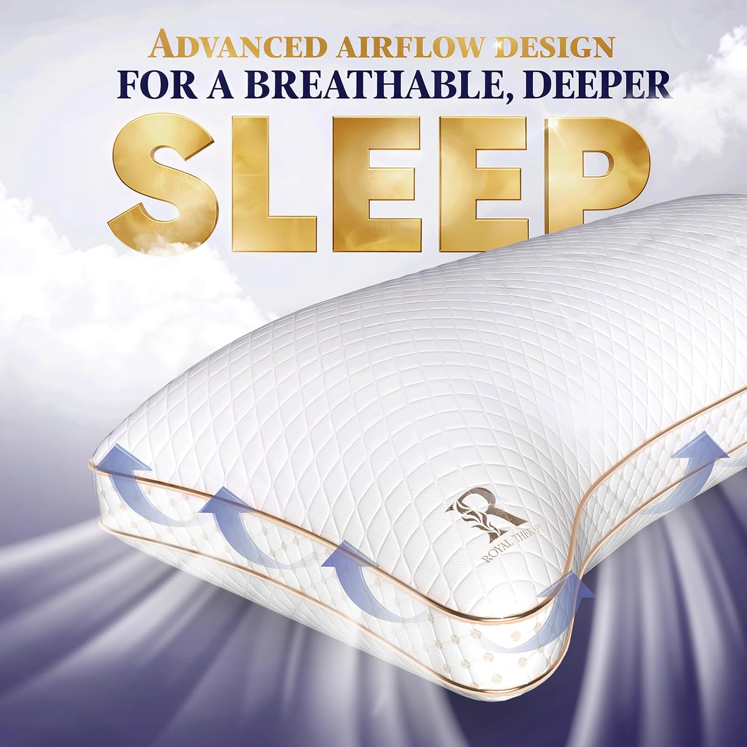 Royal Therapy Queen Size Set of 2-Shredded Memory Foam Pillow–Adjustable Memory Foam Pillow for Sleeping, Firm Pillow for Neck & Shoulder Support