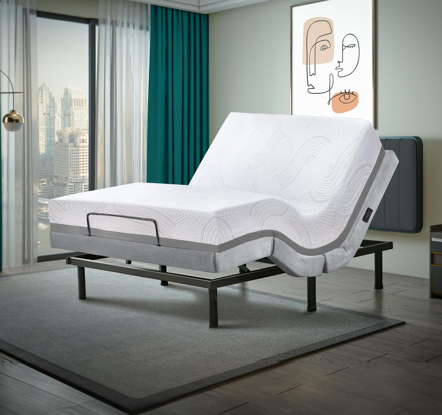 Irvine Home Collection Twin XL Adjustable Bed Base | Dual Massage | USB Ports | Zero Gravity | Anti-Snore | Memory Positions | Under Bed Lighting