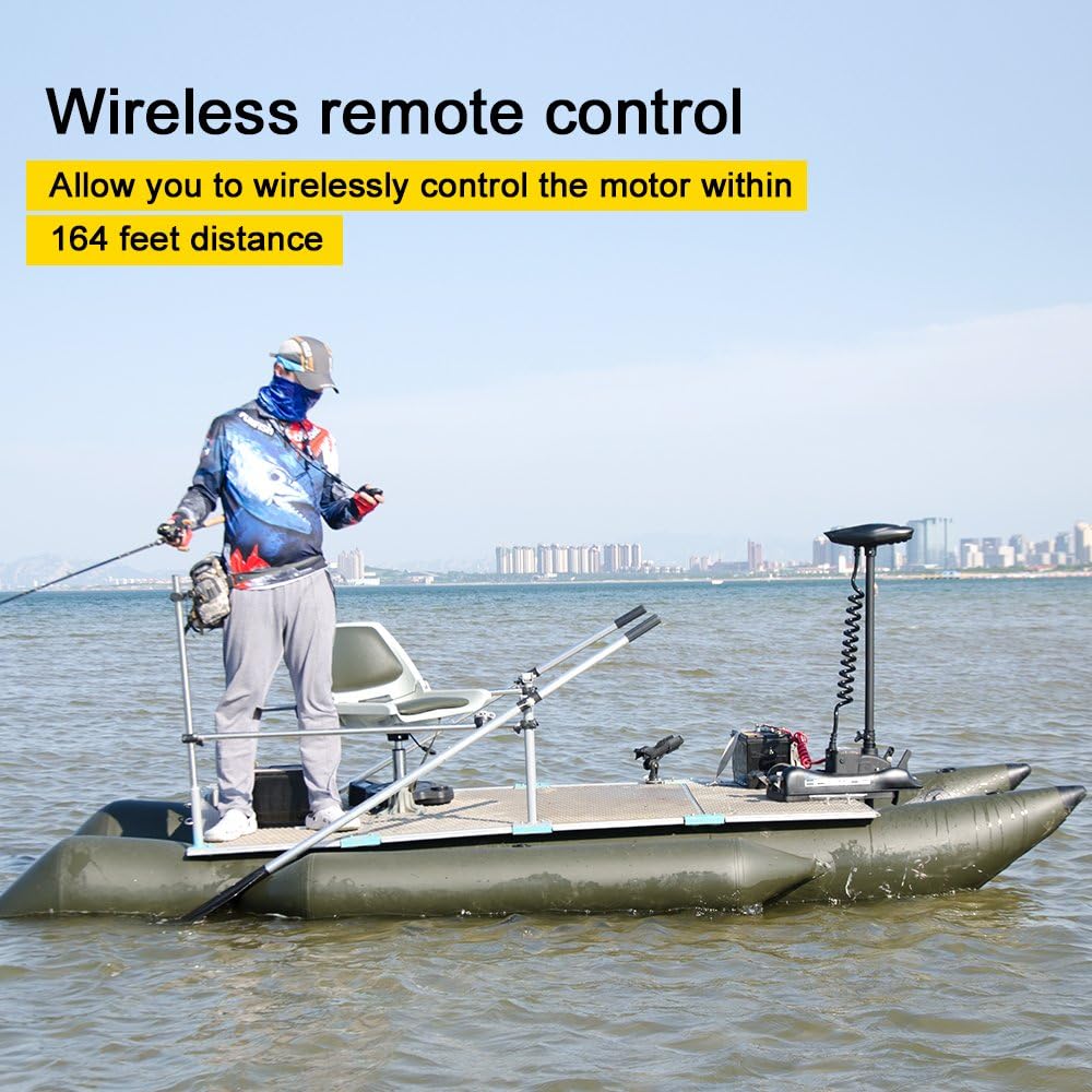 Haswing Bow Mount Trolling Motor 55lbs 48in with Remote, Quick Release | Fresh & Saltwater Ready, 164ft Wireless Remote Range, White, Fits Boats up to 19ft, Req 13.7 x 8" Flat Mount Surface