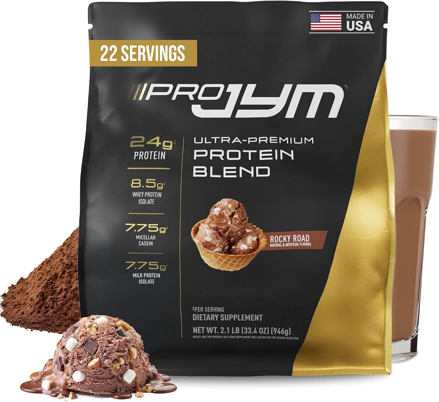 JYM Tahitian Vanilla Bean Whey & Casein Protein Powder, 1.7 lb, 22 Servings | Micellar Casein & Milk Protein Isolate, Lean Muscle Building, Pre & Post Workout Nutrition, Men & Women