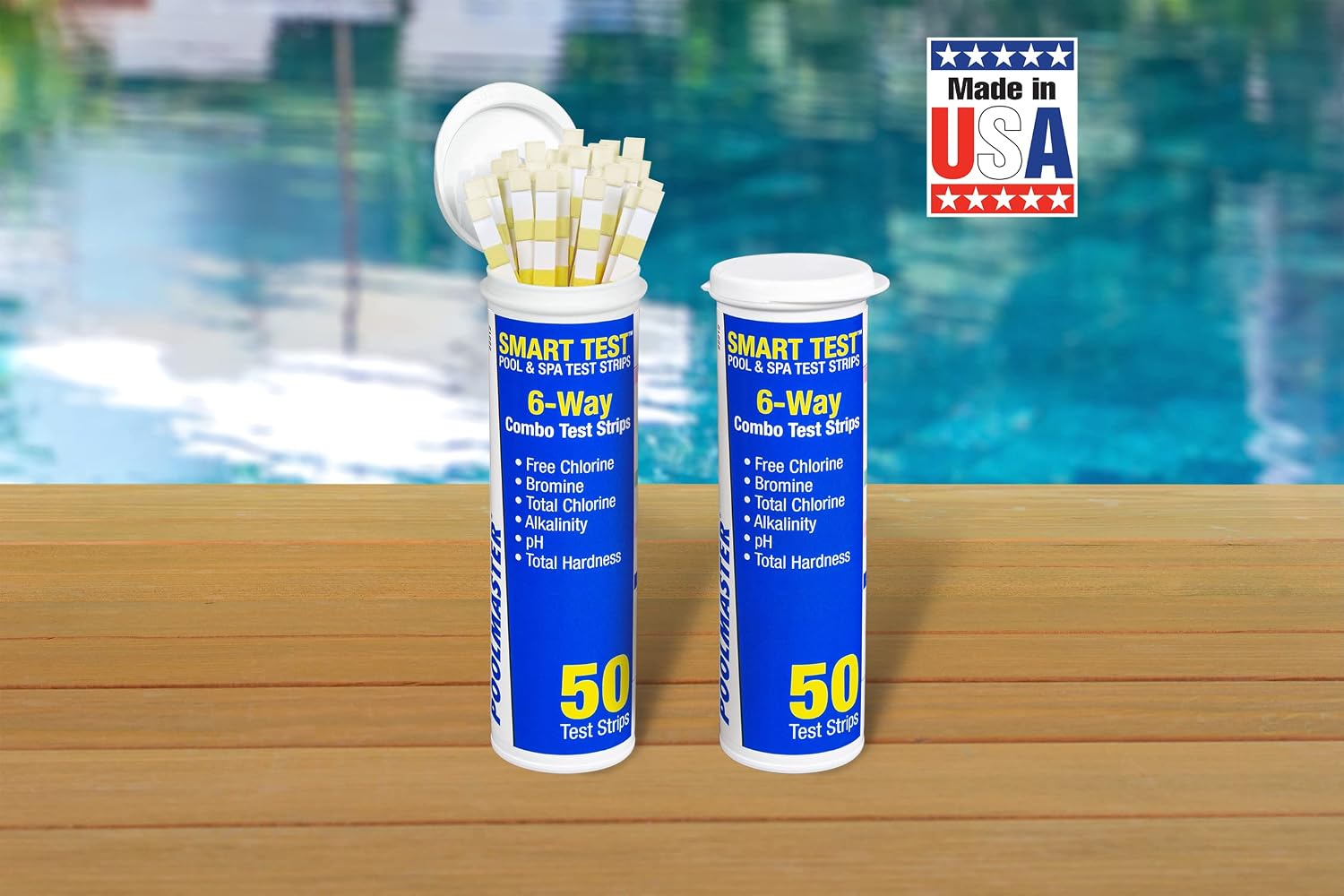 Poolmaster 22212 Smart Test 6-Way Swimming Pool and Spa Water Chemistry Test Strips, 50 count,White