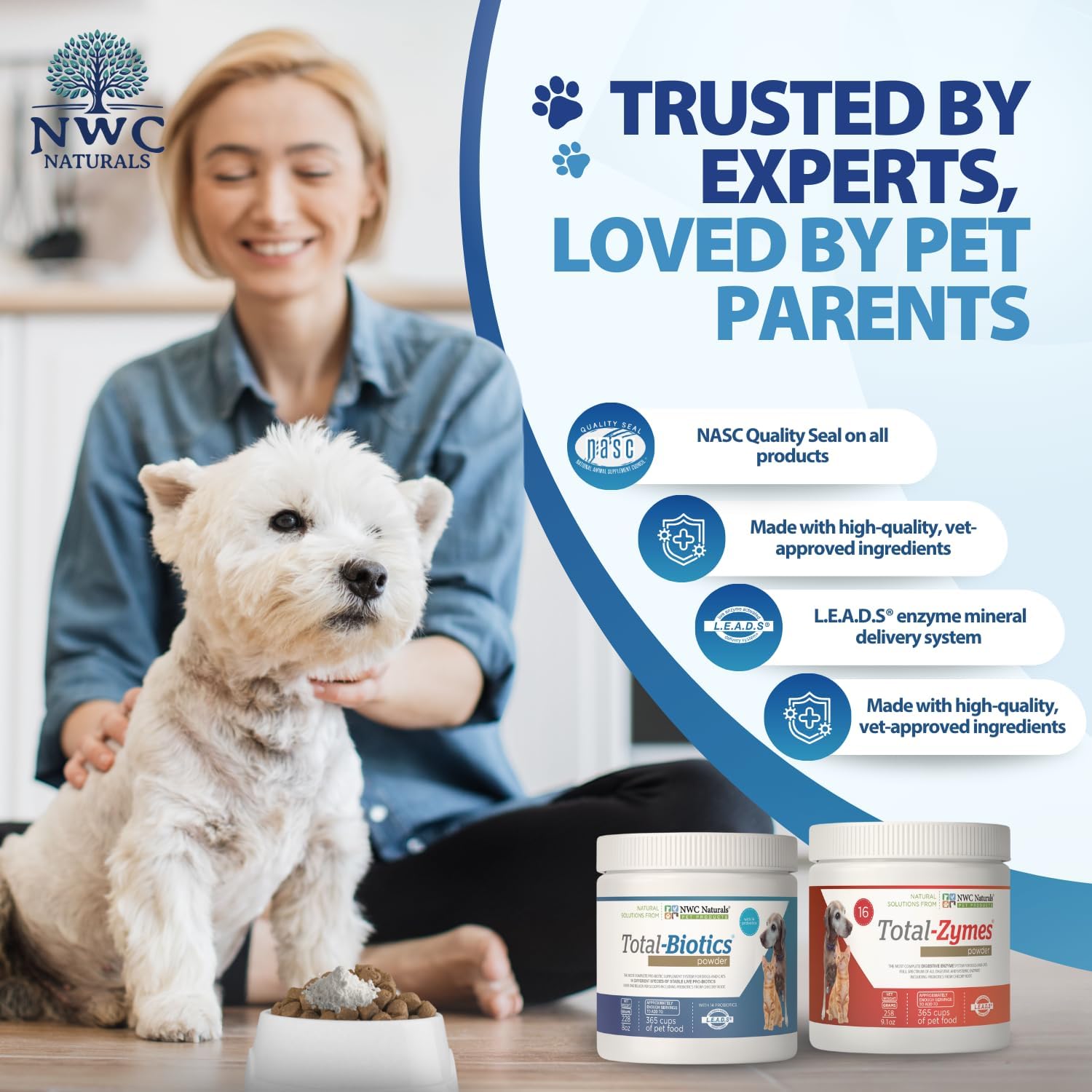Pet Probiotic and Digestive Enzyme Powder Twin Pack, 2 Jar Set | 14 Probiotic Strains, 16 Digestive Enzymes, Flavorless Powders Blend with Pet Food, Each Jar Covers About 365 Cups of Food