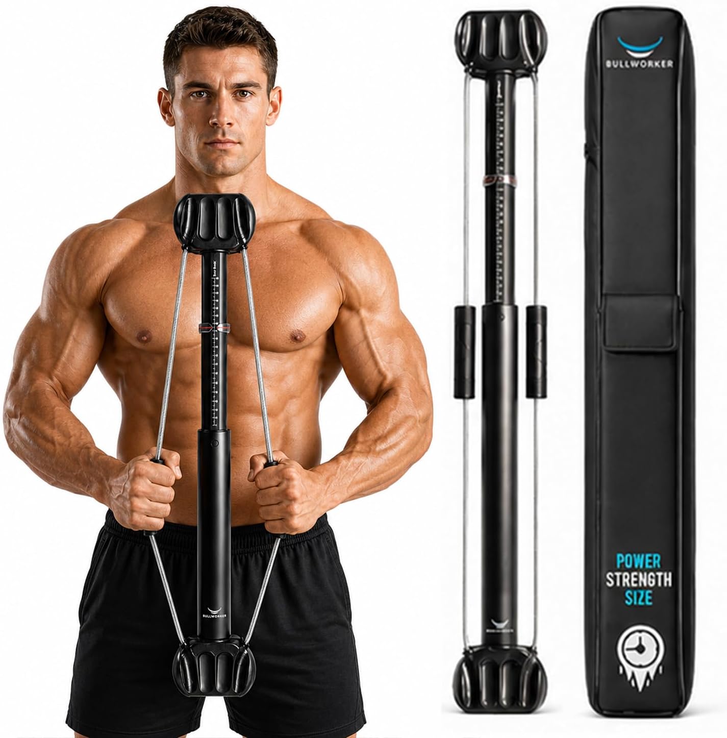 Bullworker Bow Classic 36" Isometric Exercise Equipment, Portable Home Gym Chest Expander, Customized Variable Resistance, Chest and Arm Trainer