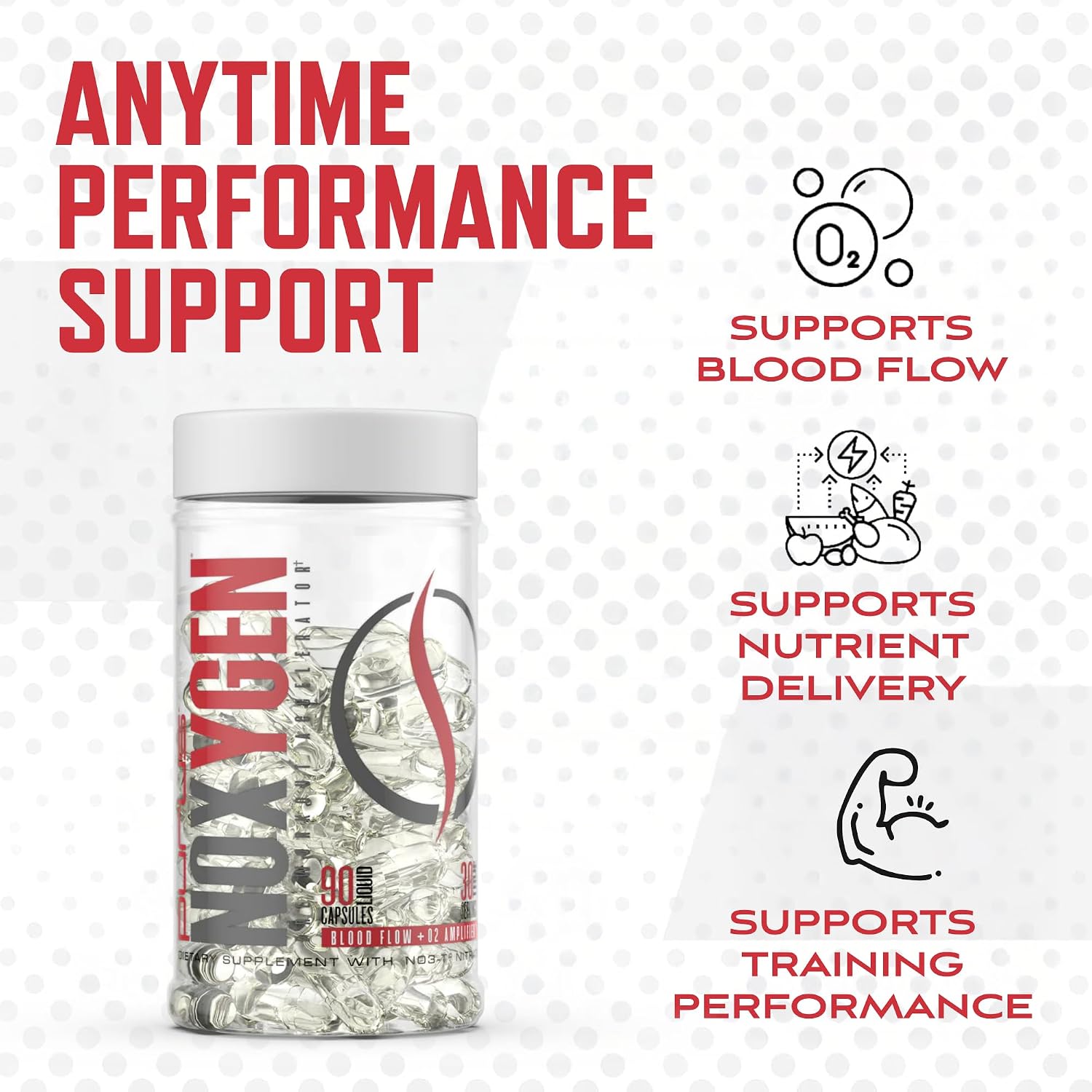 Purus Labs NOXygen Liquid Capsules Pre-Workout Accelerator | Nitric Oxide Pump Pills | Blood Flow & Oxygen Amplifier | 30 Servings, 90 Capsules