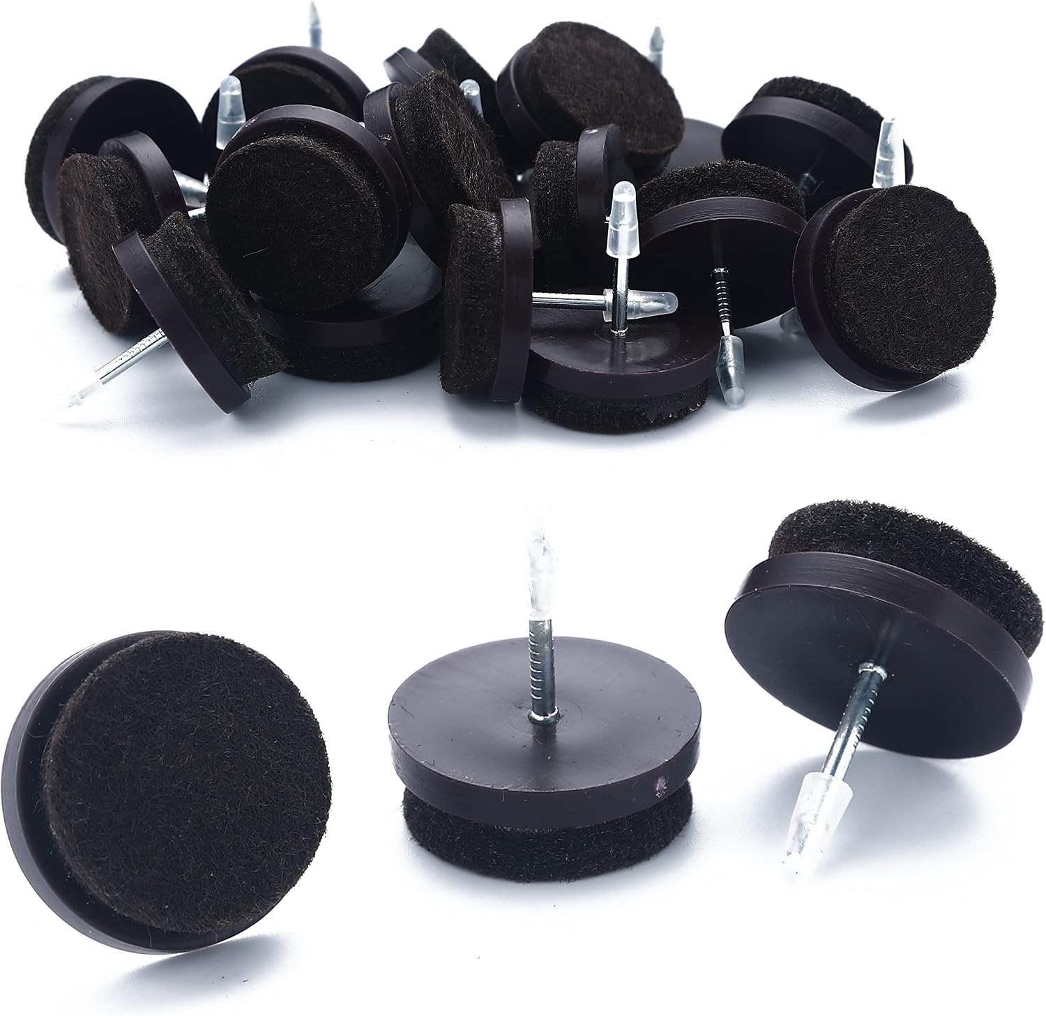 Furniture Felt Pads Nail-on Heavy Duty Felt Pad Chair Sliders Round Chair Leg Floor Protectors 1" Furniture Leg Protector 24 Pack