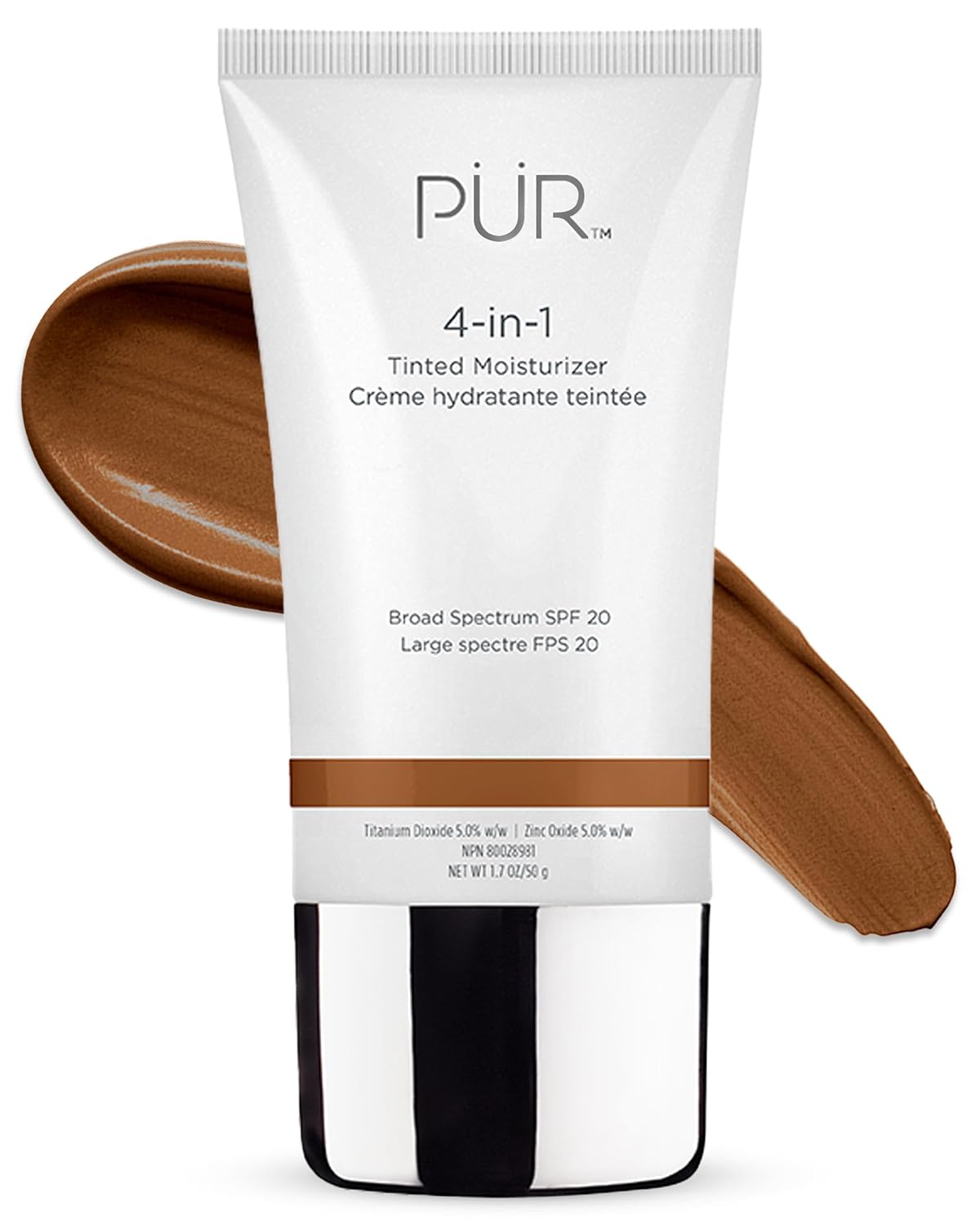 PÜR MINERALS 4-in-1 Tinted Moisturizer With SPF 20 - Hydrating Face Moisturizer, Primer, & Foundation With Shea Butter