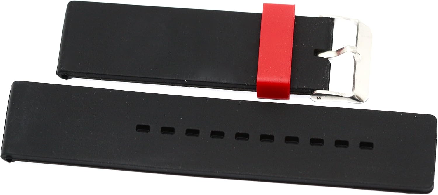 22MM Black RED Rubber Sport Diver Waterproof Watch Band Strap FIT Invicta