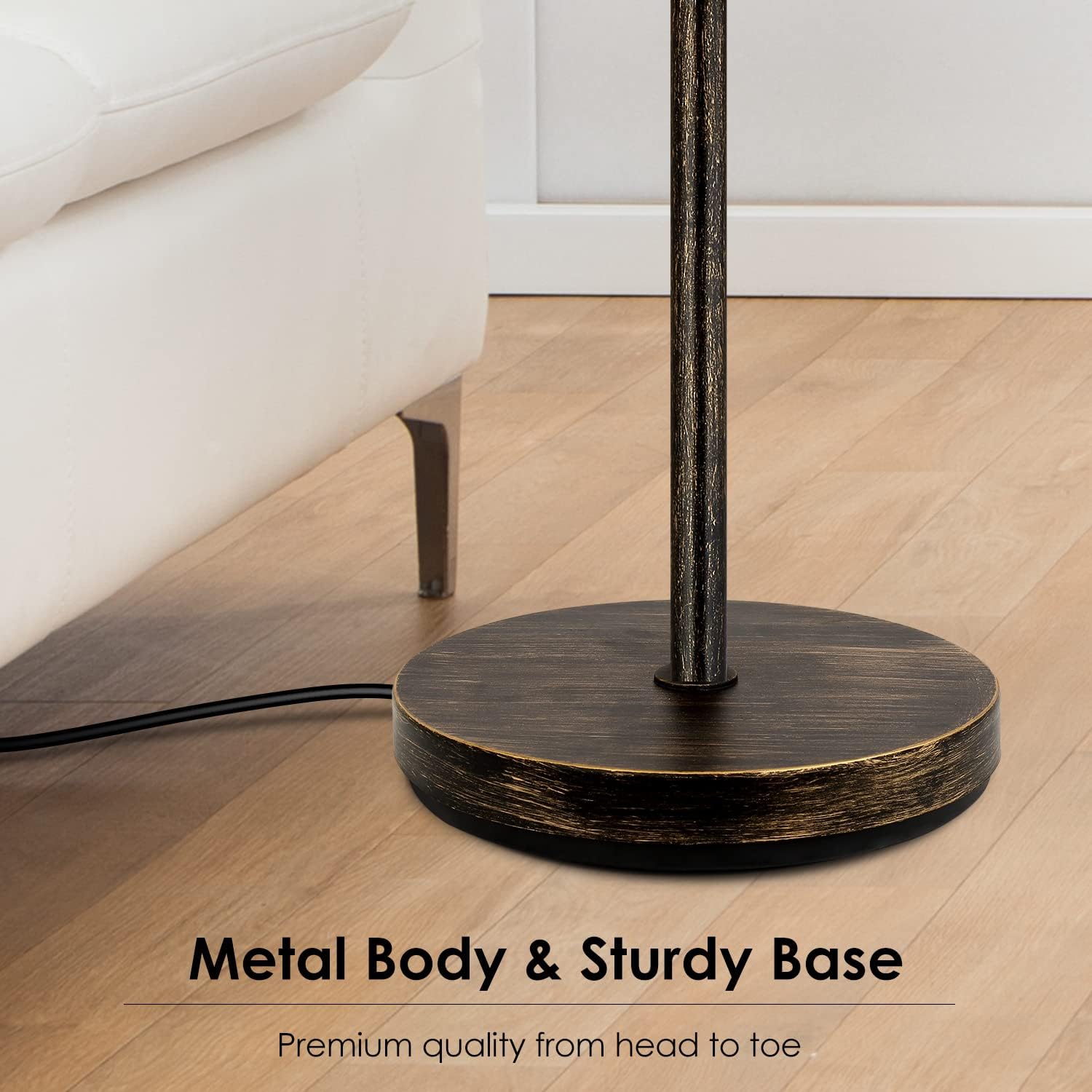 BoostArea Torchiere Floor Lamp, 30W Super Bright LED Standing Lamp, Stepless Dimmable Pole Lamp with 3000K Lighting, Rotary Switch