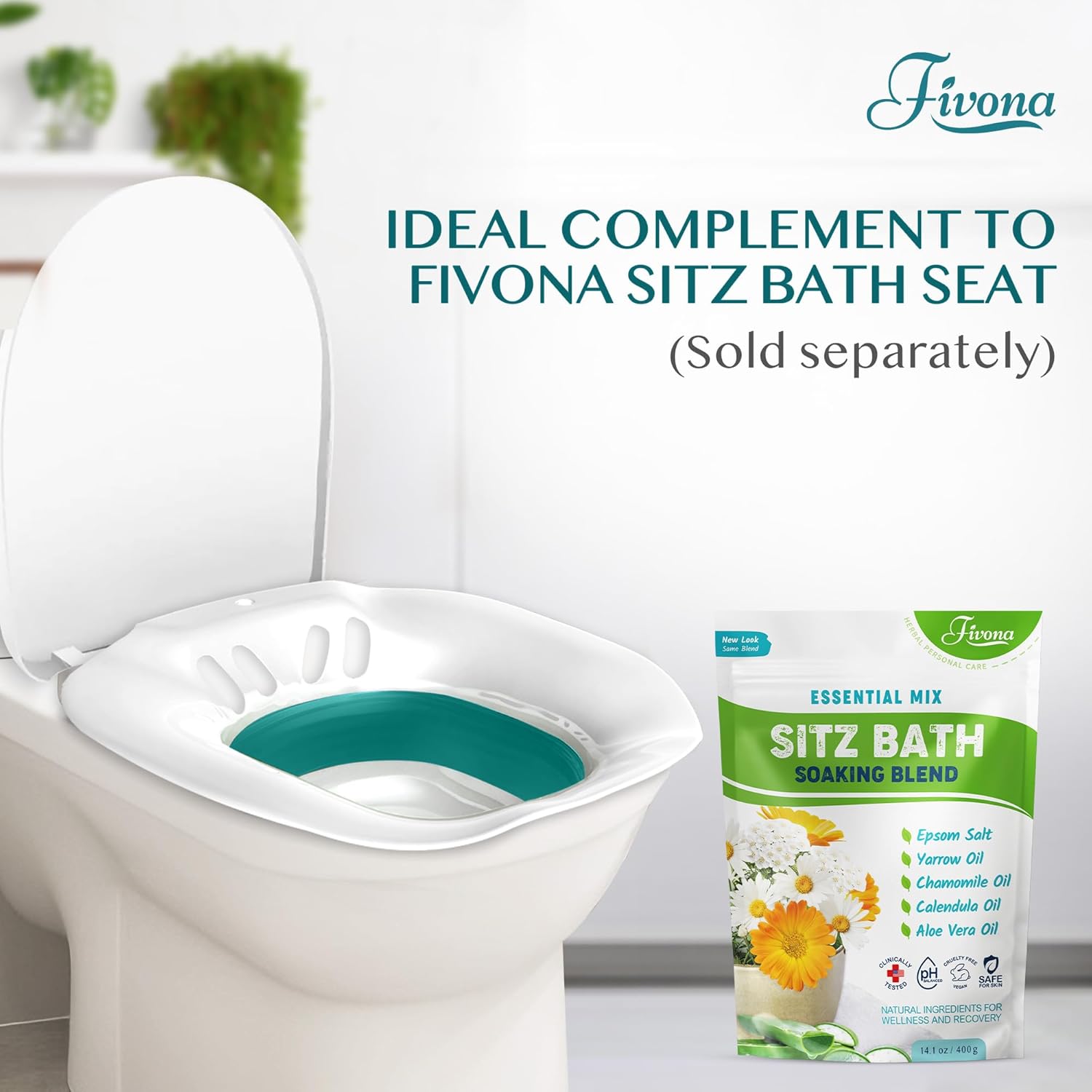 Fivona Sitz Bath for Toilet Seat Postpartum and Hemorrhoids Care - Yoni Steam Seat - Foldable Basin for Epsom Salt Soak - Portable Bidet BPA Free