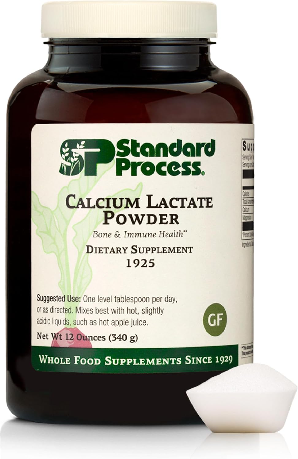 Standard Process - Calcium Lactate Powder - Bone Health & Immune Support - Calcium Magnesium Supplement for Bone Strength & Blood Health - Non-Dairy, Soy & Gluten-Free - 12 oz