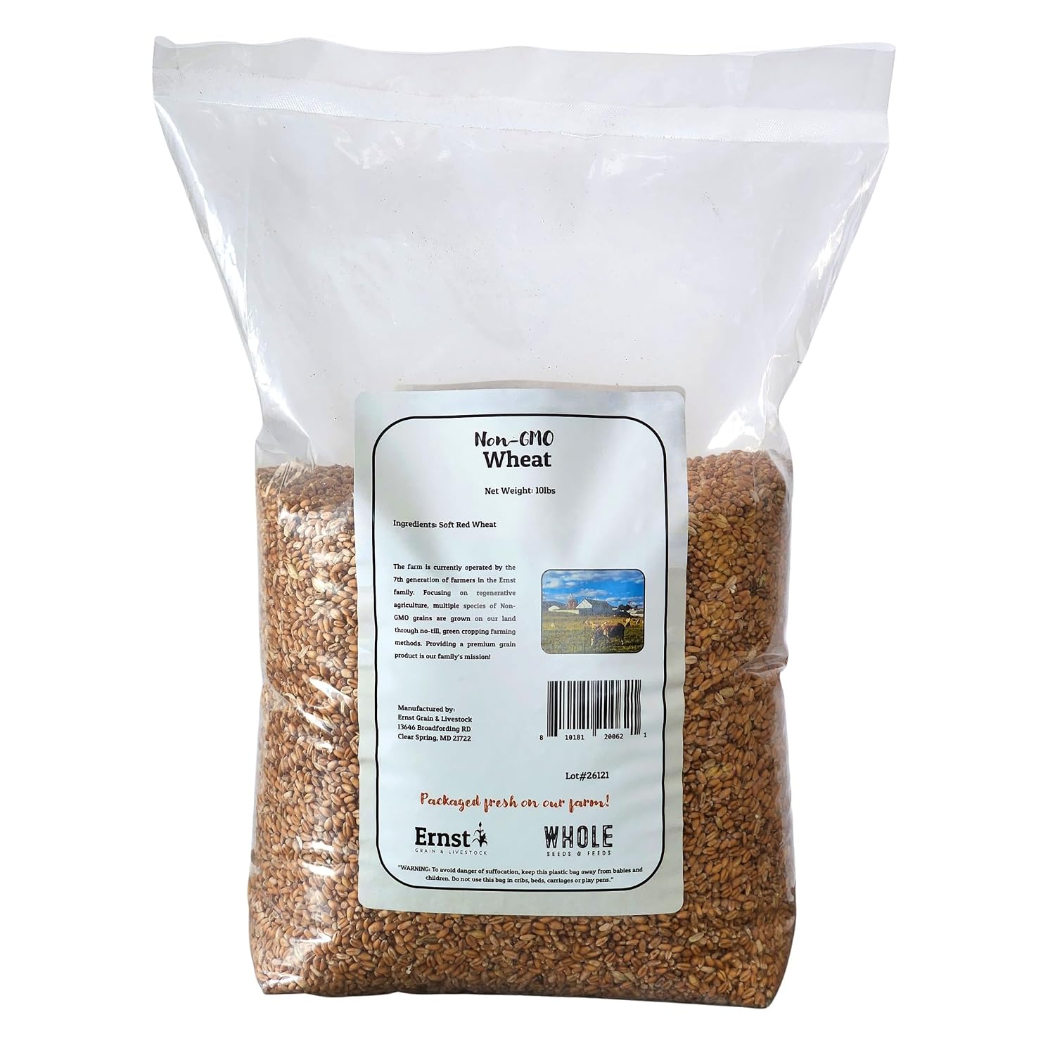 Ernst Grain & Livestock Soft Red Wheat Berries – Non‑GMO Feed Grade – 46 LB Bulk Bag – Ideal for Livestock & Poultry Feed – Grown (Family