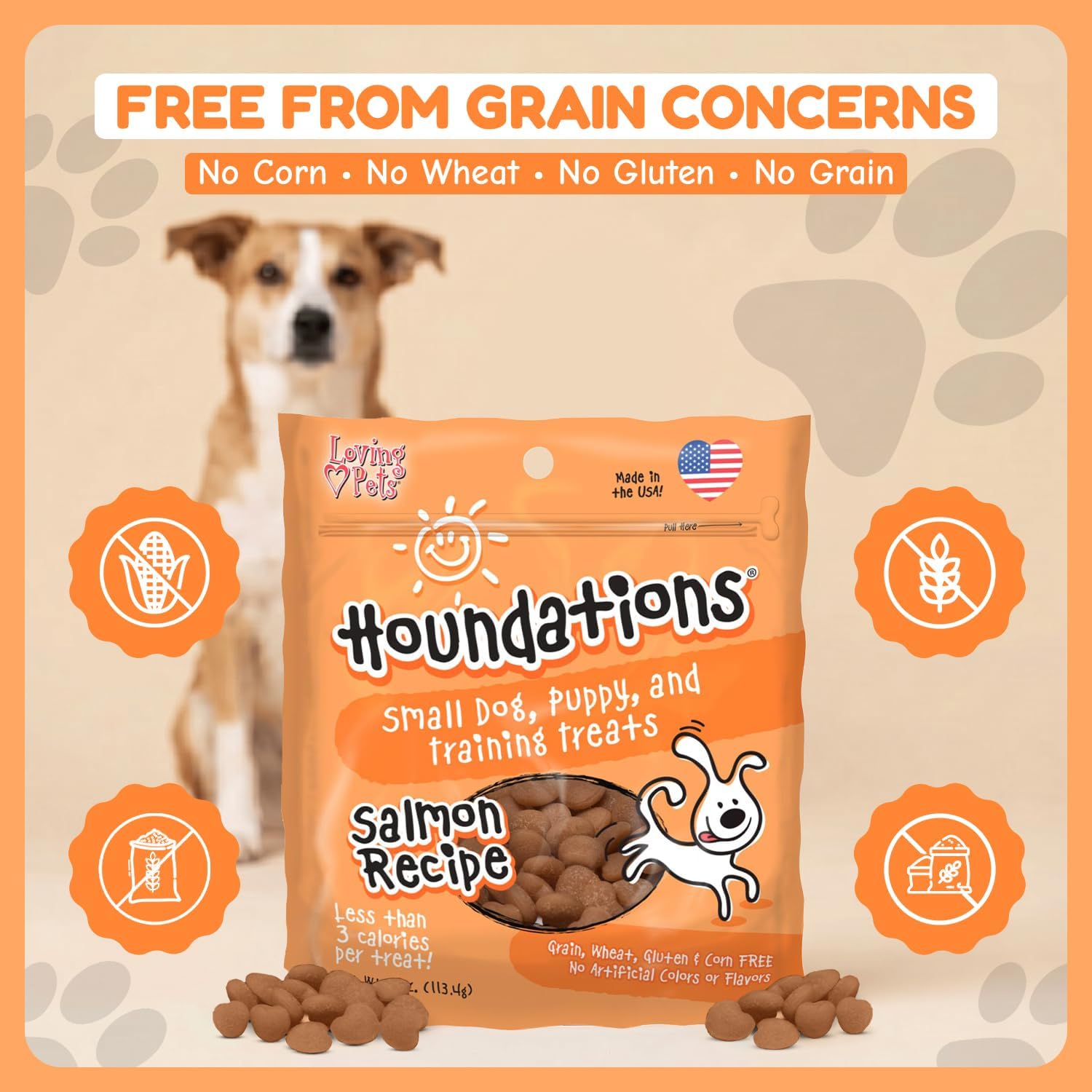 Loving Pets Houndations Chicken Dog Training Treats | All Natural | 2.6 Calories Per Treat | Grain-Free, Wheat-Free, Gluten-Free & Corn-Free | for Small Dogs & Puppies, 4 oz