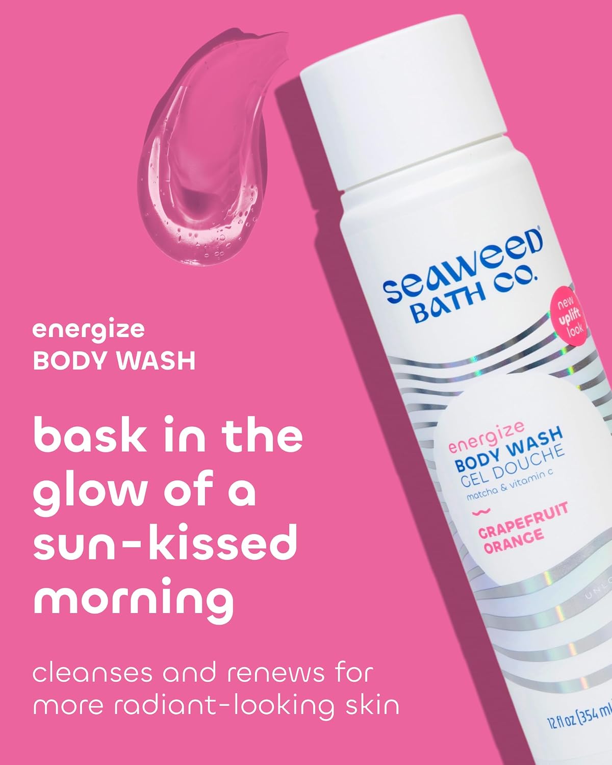 Seaweed Bath Co. Hydrate Body Wash, Unscented, 12 oz | Foaming Shower Gel Cleanser with Natural Ingredients, Fragrance Free and Gentle, Good for Sensitive Skin