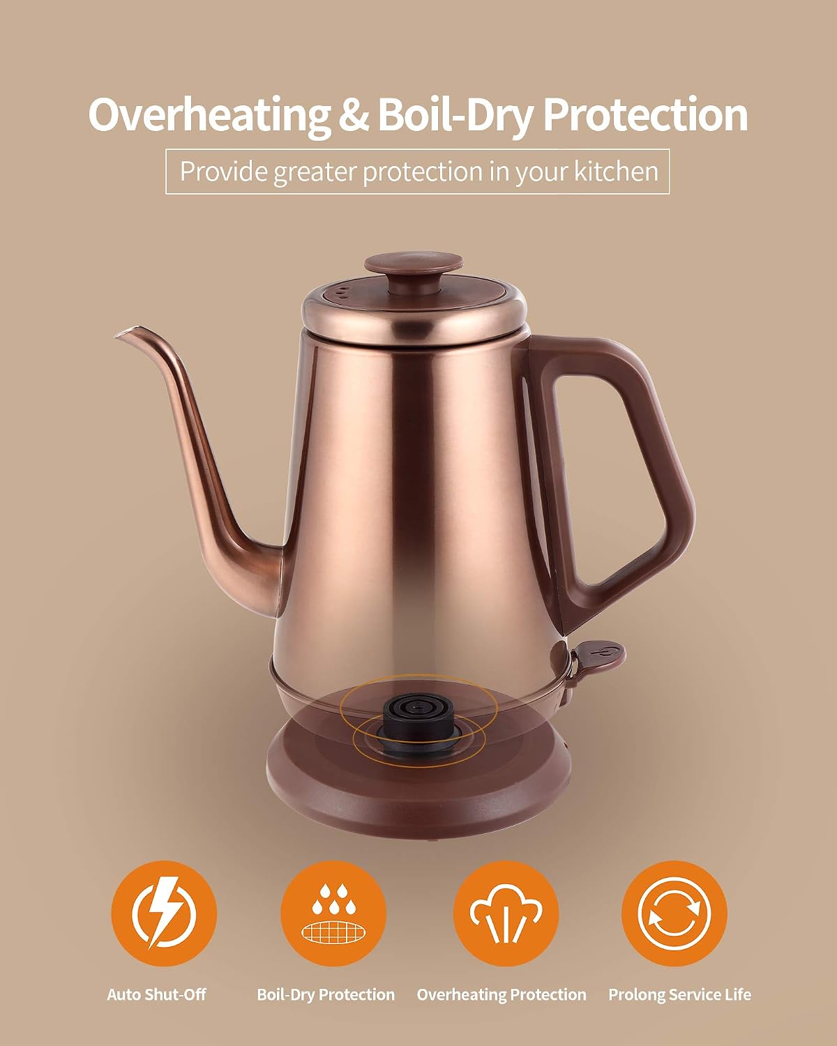 DmofwHi 1000W Gooseneck Electric Kettle (1.0L), 100% Stainless Steel BPA Free Tea Kettle with Auto Shut - Off Protection