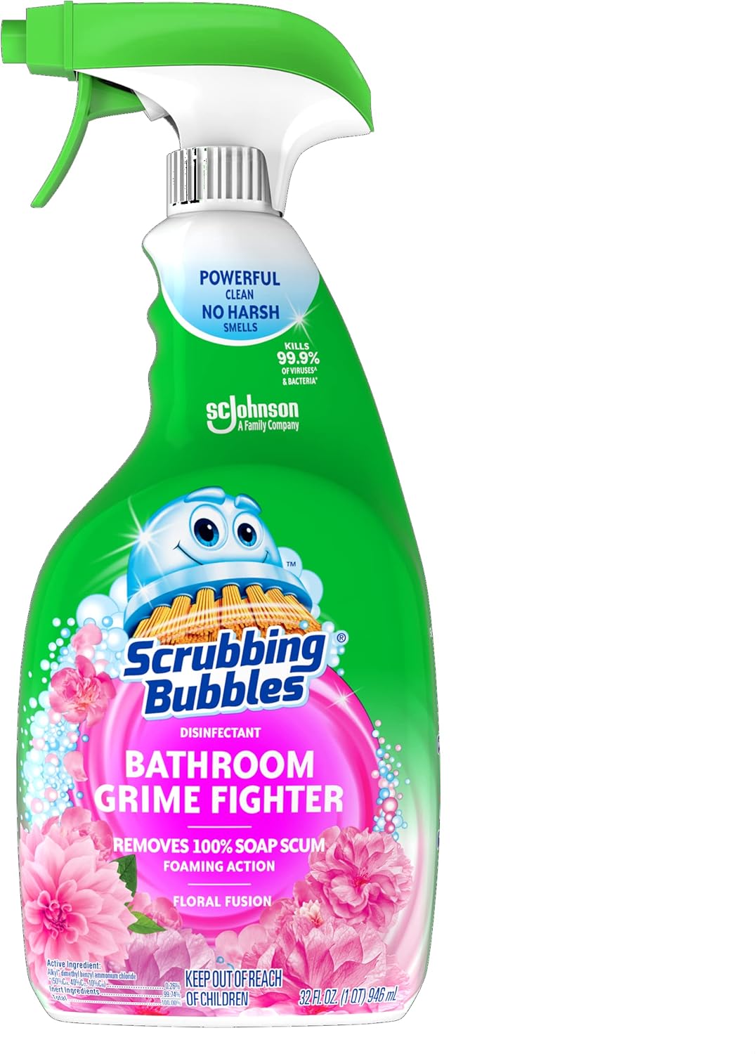 Scrubbing Bubble Bathroom Grime Fighter, Floral Fusion Scent, 32 oz Spray Bottle