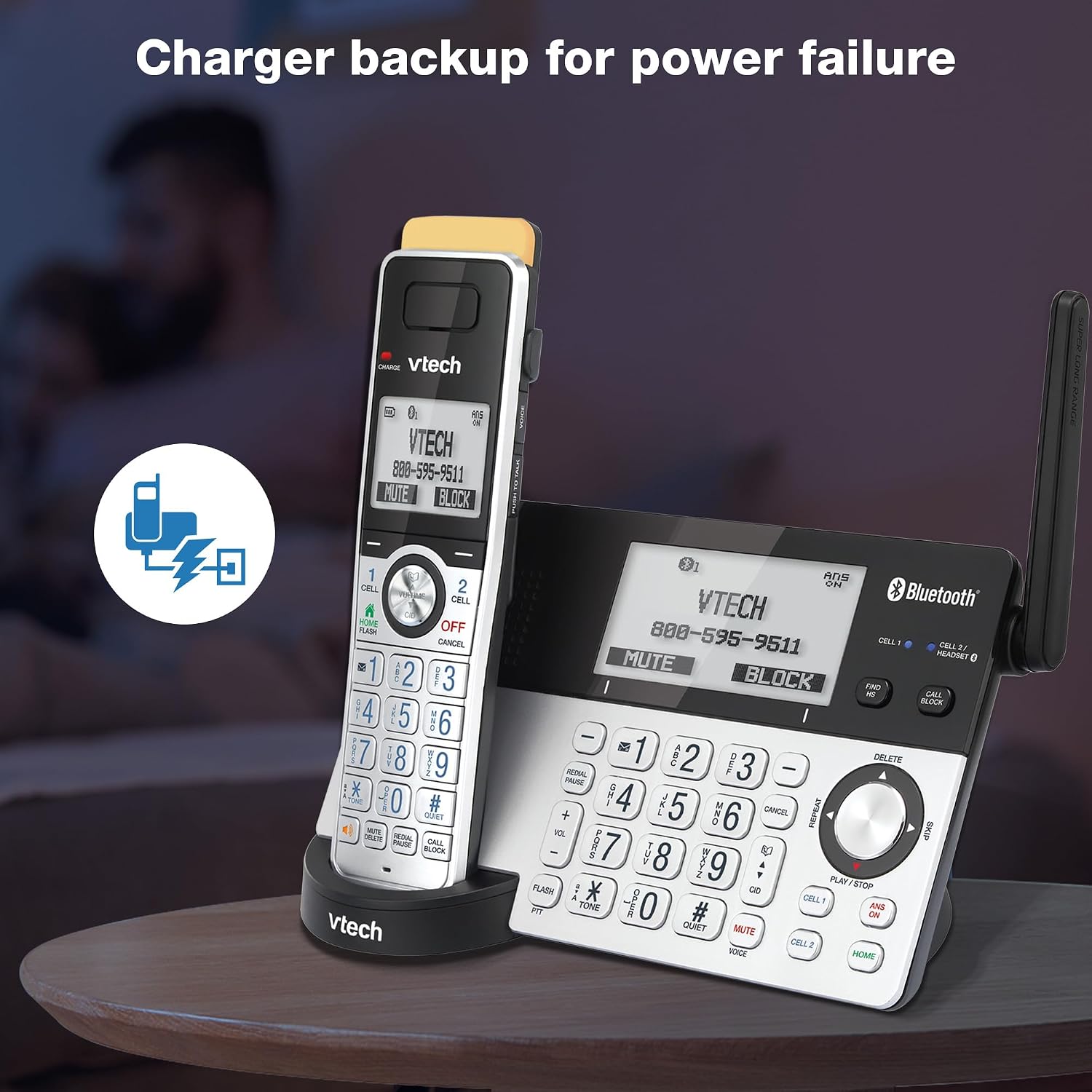 VTech IS8151-5 Super Long Range 5 Handset DECT 6.0 Cordless Phone for Home with Answering Machine, 2300 ft Range, Call Blocking, Bluetooth
