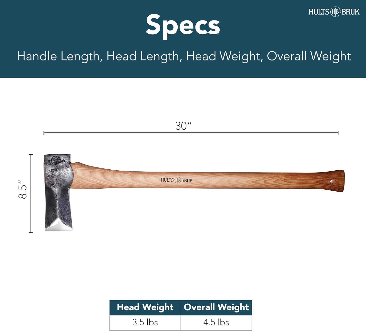 840740 Sarek Splitting Axe - 3.5 lb Head, 30" Handle