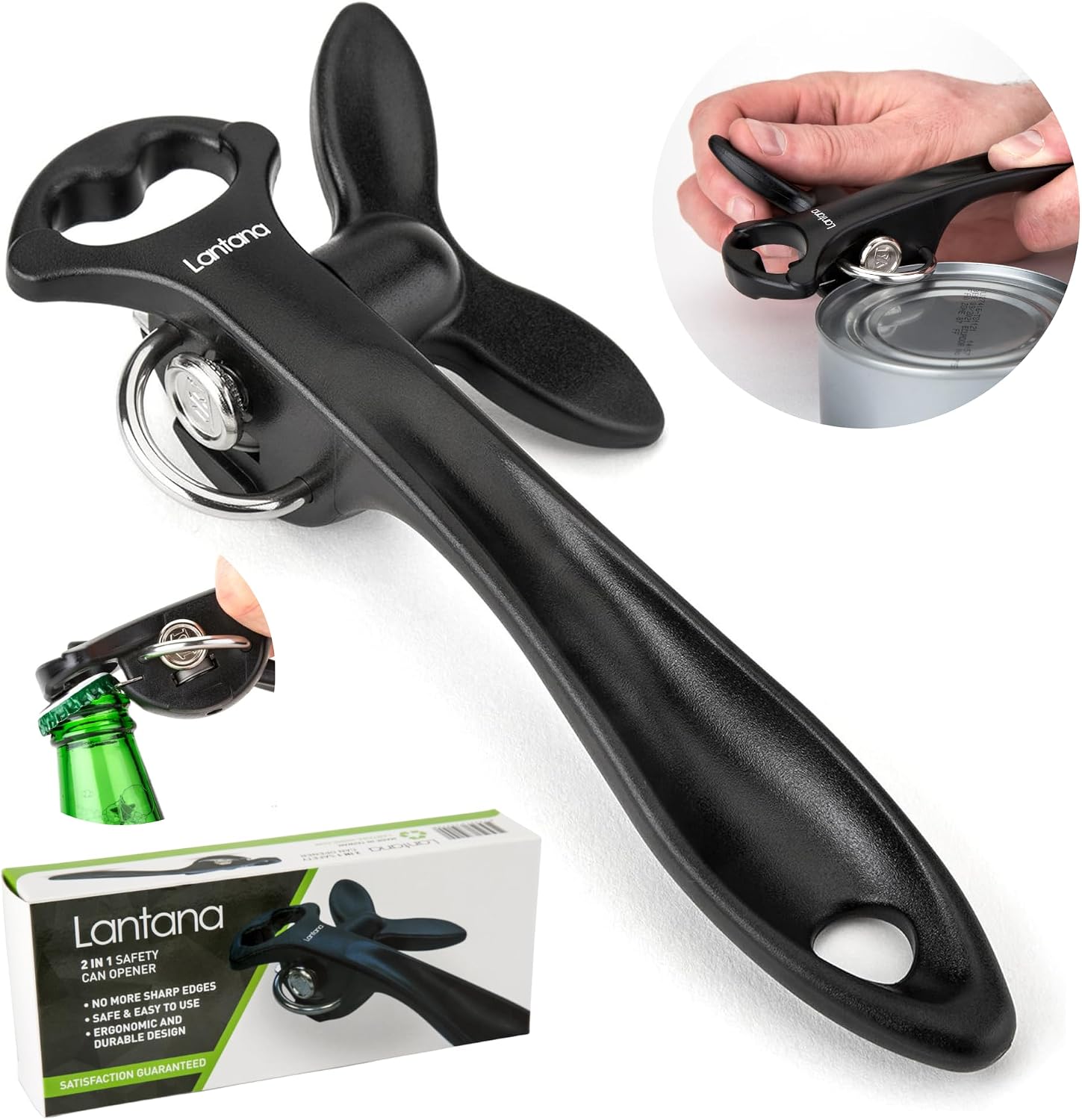 Lantana Can Opener (Smooth Edge/Safety), Handheld Manual, Bottle Cap Lifter