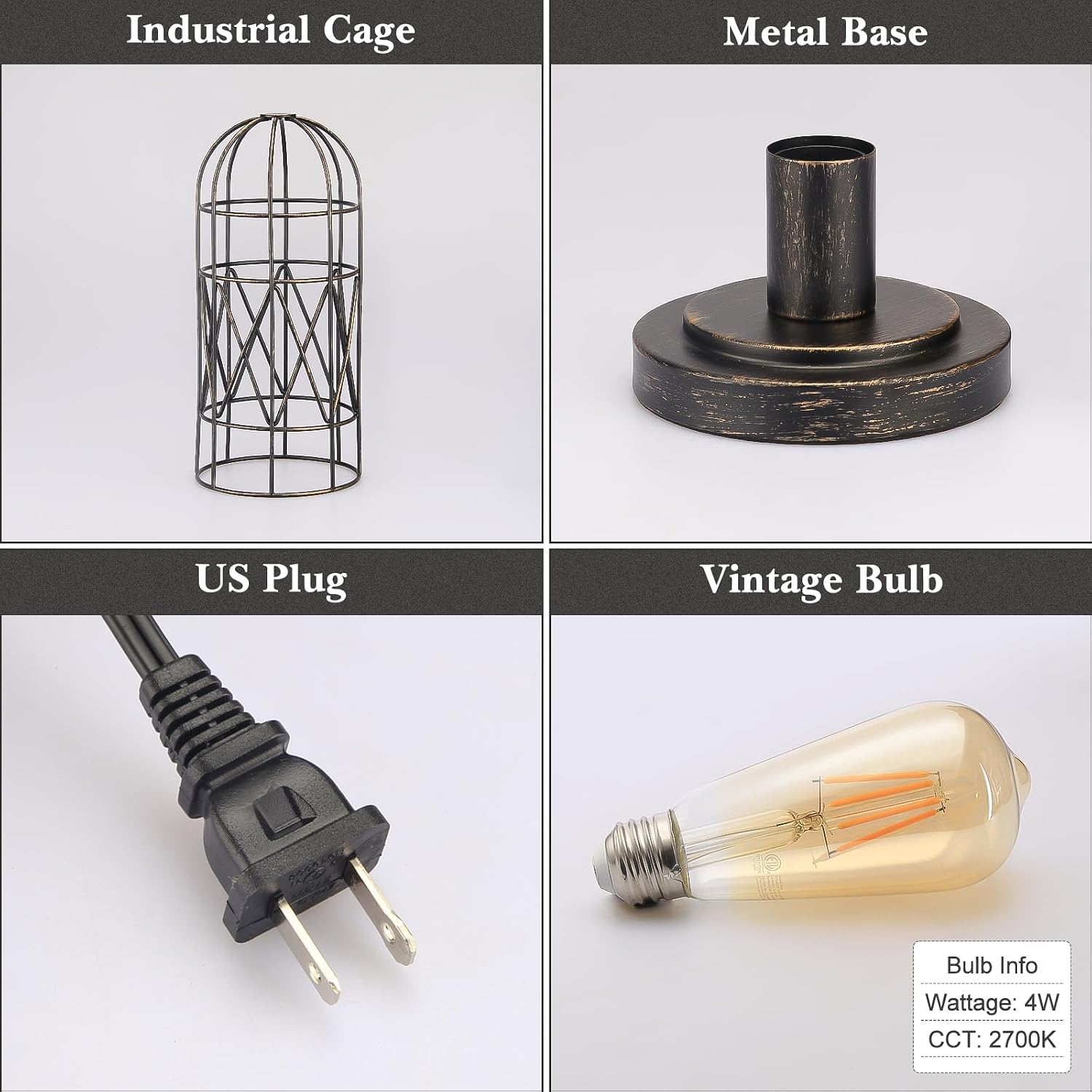 Touch Control Table Lamp, 3 Way Dimmable Lamp, Industrial Bedside Lamp