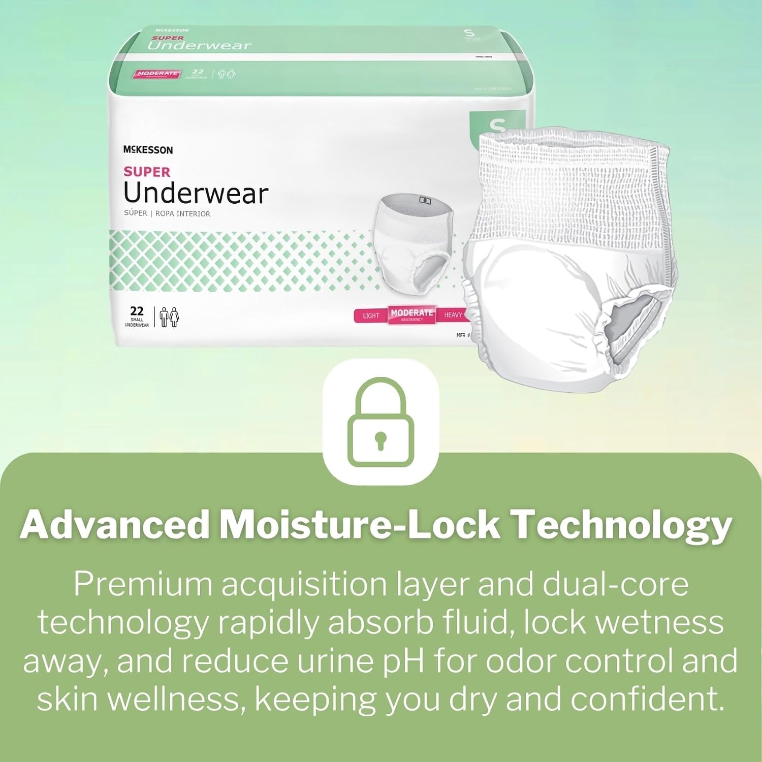 McKesson Super Adult Incontinence Underwear, Medium, Moderate, 44 in, 80 ct