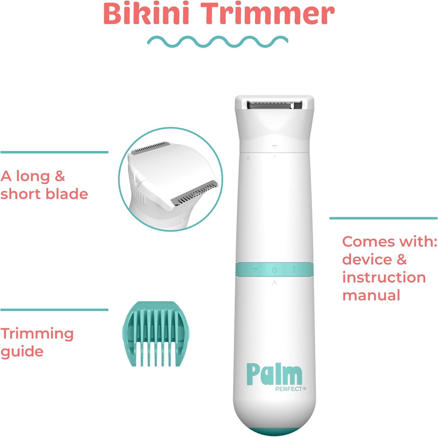 PalmPerfect Bikini Trimmer for Women, Dual Blade, Waterproof, Wet/Dry | Bikini grooming, hair trimmer women, bikini line, sensitive areas