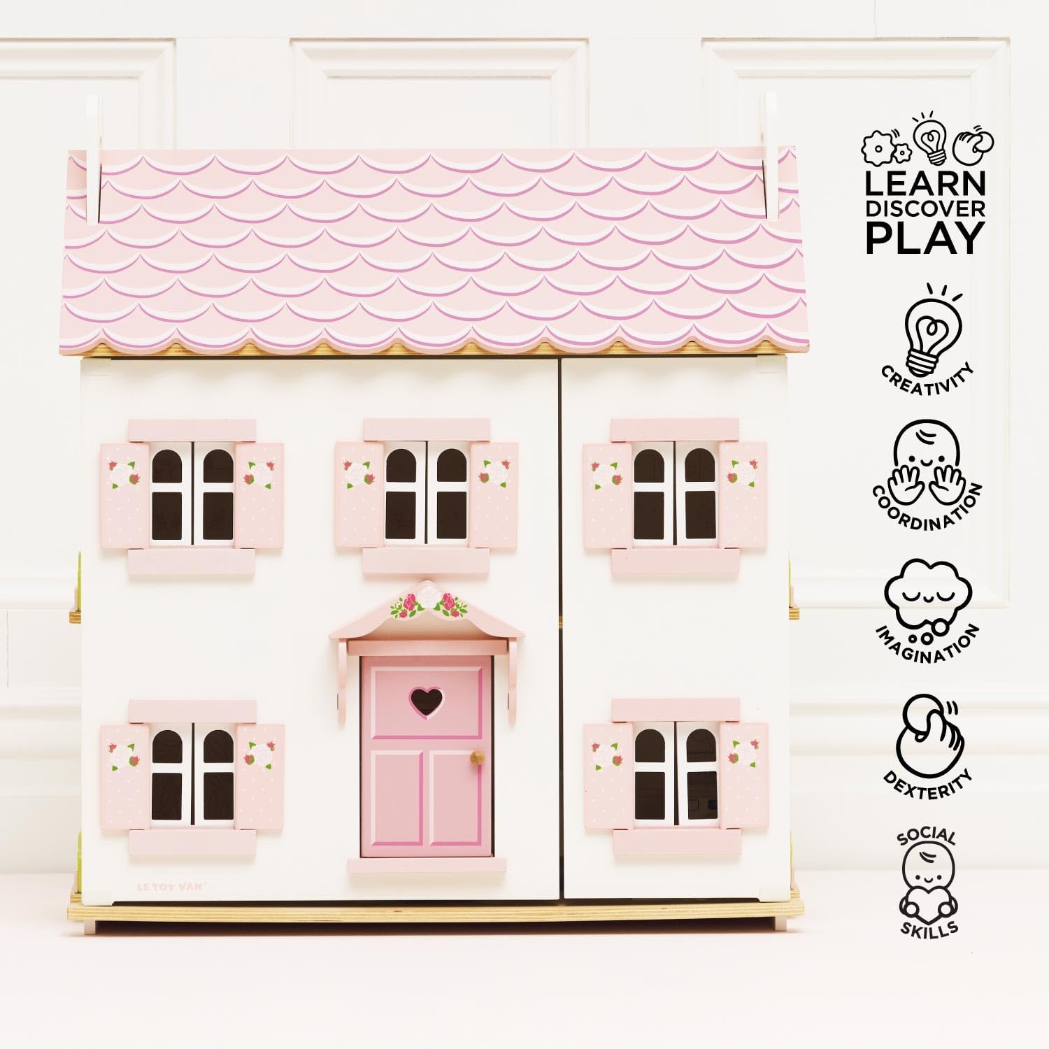 Le Toy Van Iconic Sophie's Large Wooden Doll House | Wooden Iconic Dollshouse, FSC Certified Wood, Plastic Free, Rigorously Safety-Tested