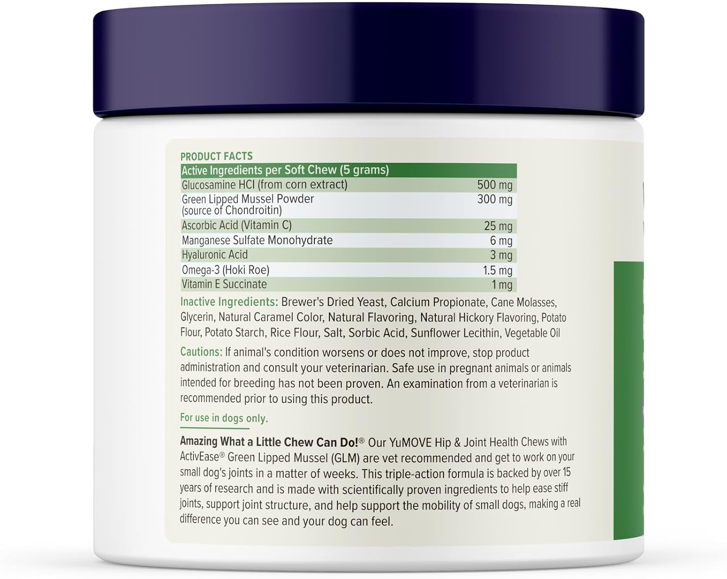YuMOVE Large Dog Hip & Joint Supplement Soft Chews, Green Lipped Mussel