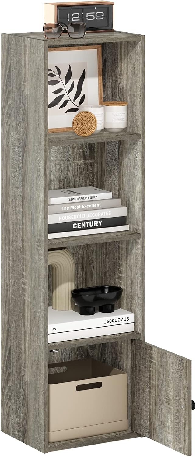 Furinno LUDER Book Shelf, 5-Cube Bookshelf, Reversible Bookcase, 9.4 x 19.5 x 31.5, Easy Assembly, for Living Room, Bedroom, Home Office, White