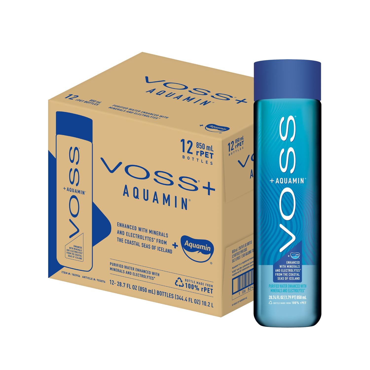 VOSS+ Aquamin Enhanced Water - 12 Pack Bottles, 850ml - Purified Hydrating