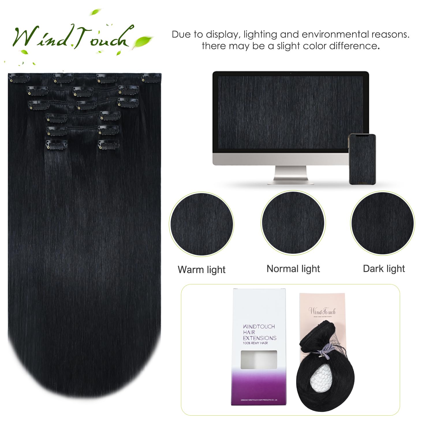 WindTouch Clip In Hair Extensions Human Hair Mixed Bleach Blonde 18Inch 75g Hair Extensions for Women Remy Blonde Extensions Clip in #18p613 7PCS
