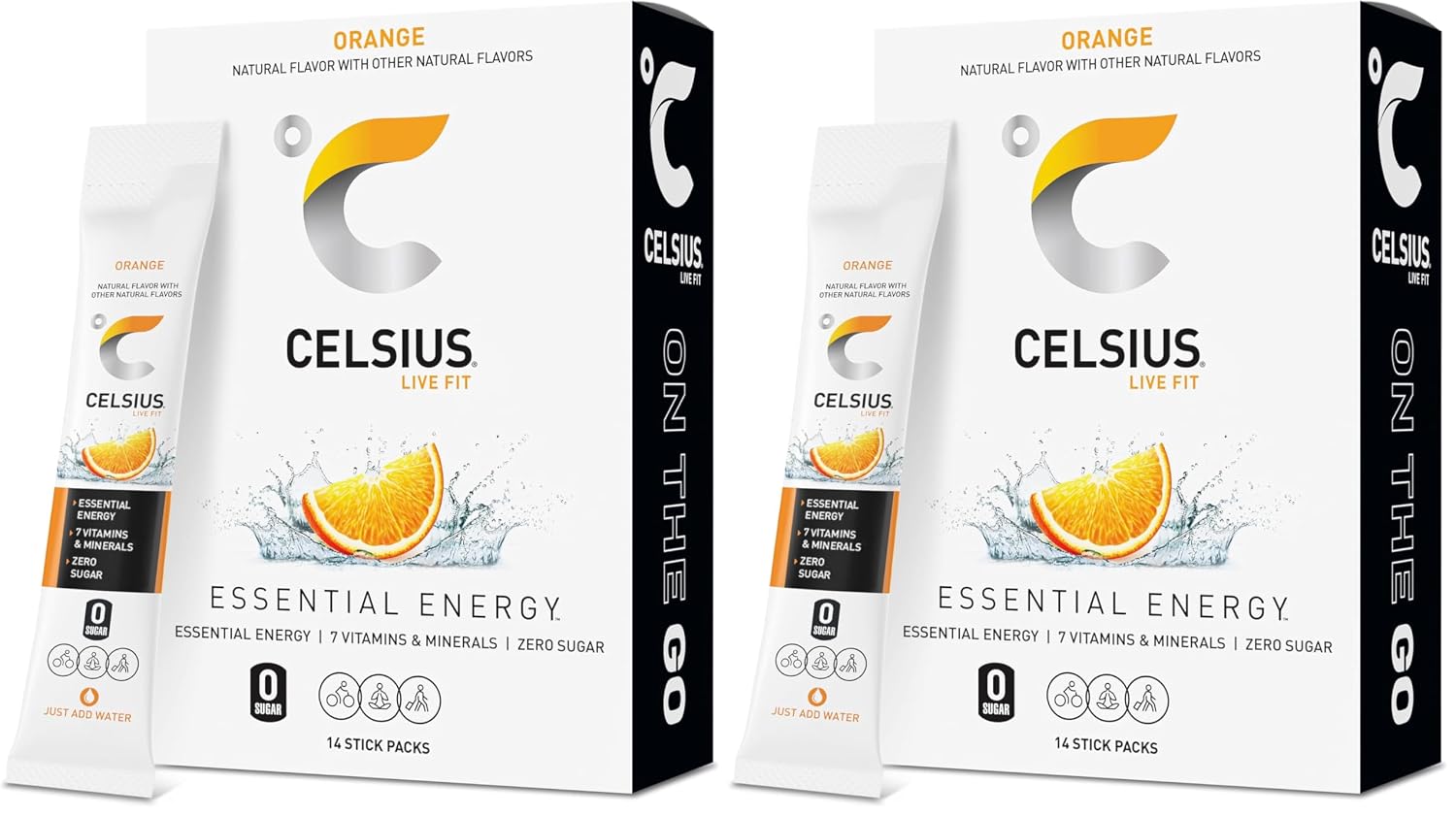 CELSIUS On-The-Go Powder Stick Packs, Zero Sugar (14 Sticks per Pack)