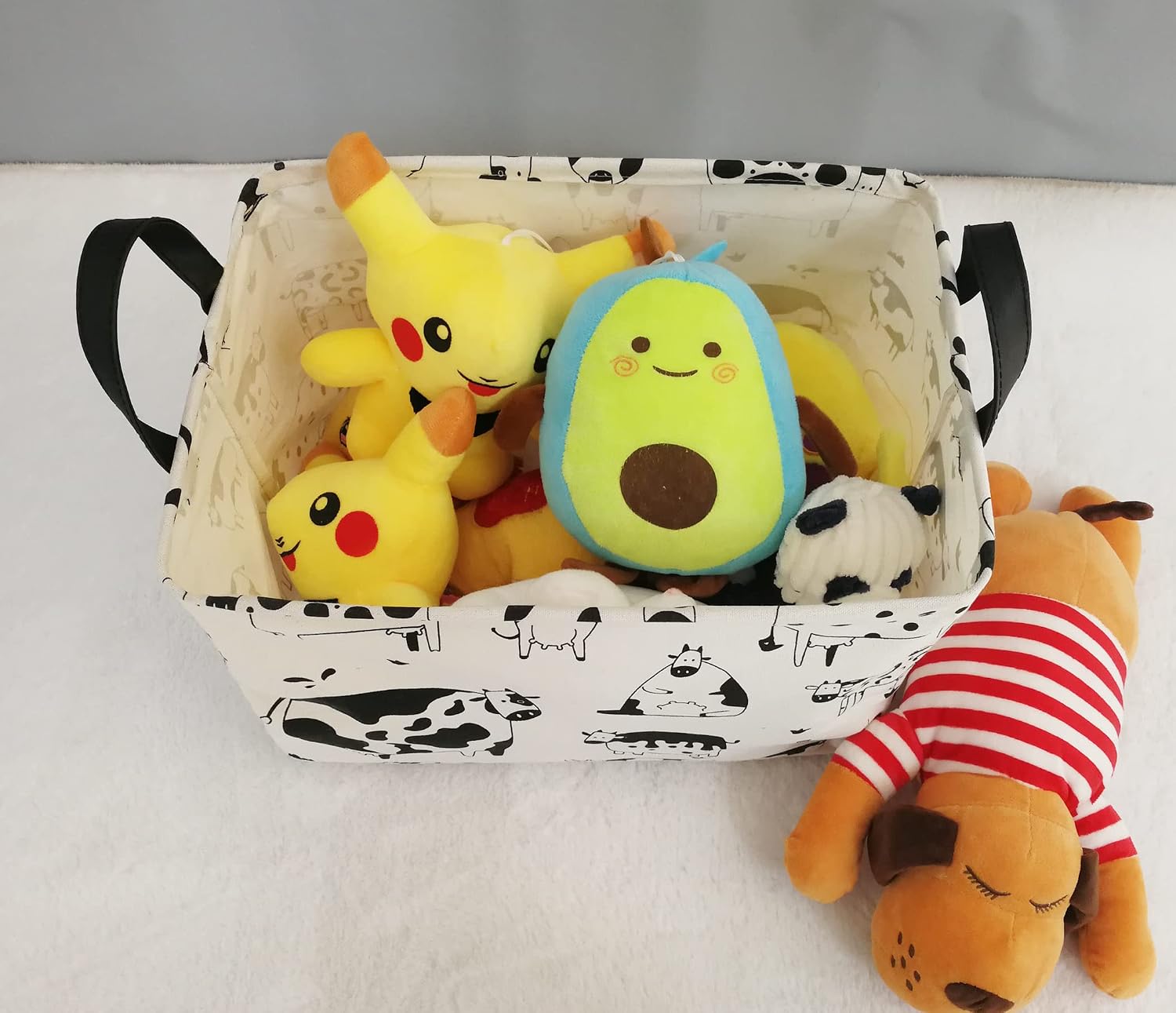 Kid Storage Basket Gift Shelf Basket Toy Storage Bin, Nursery Basket Organizer Box for Children Room Deco With Handles (Grey deer)