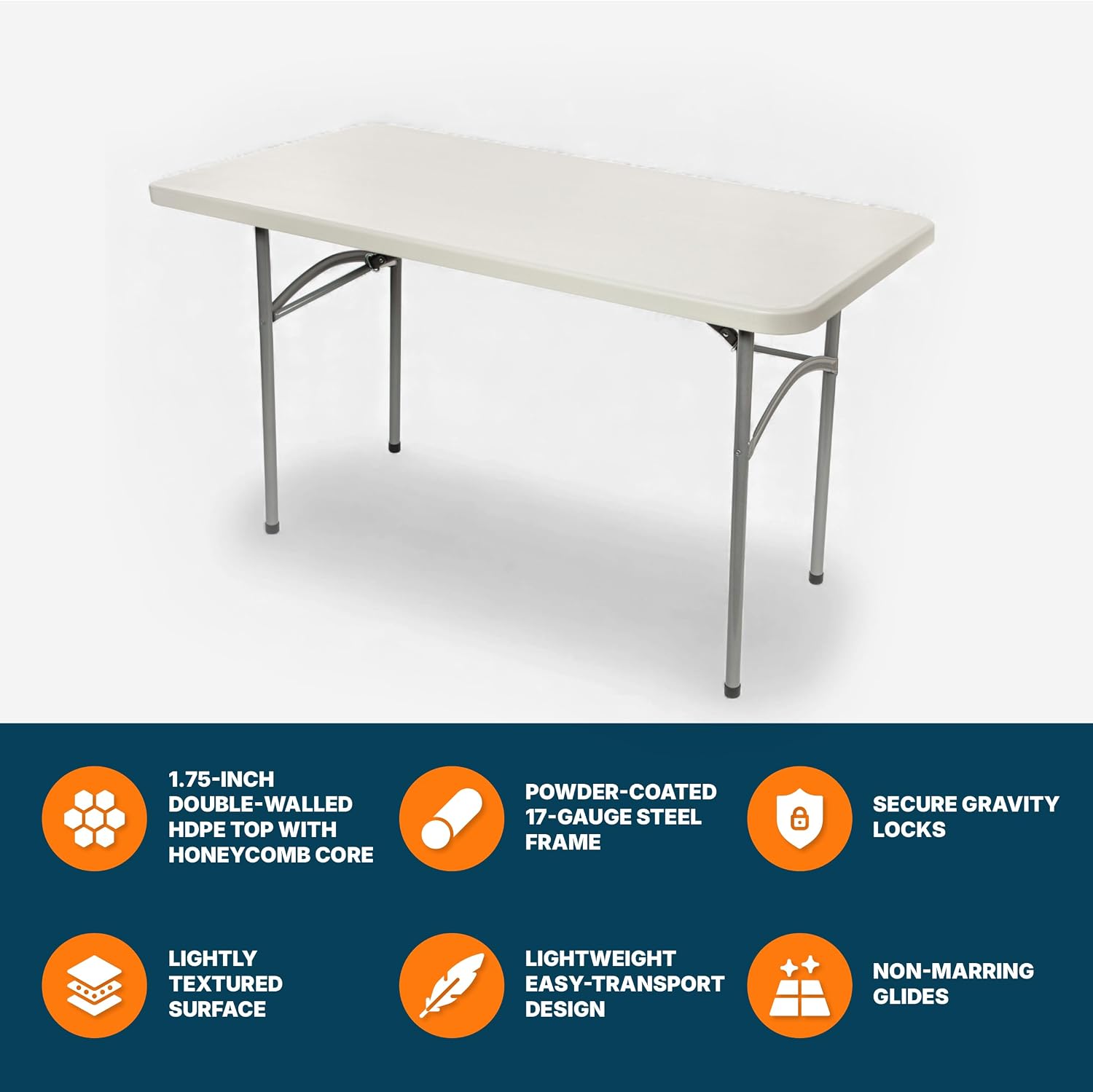 OEF Furnishings OEFBT2448 Utility Series Heavy-Duty Premium Commercial-Grade Indoor/Outdoor Folding Table (24 x 48 in, Rectangular