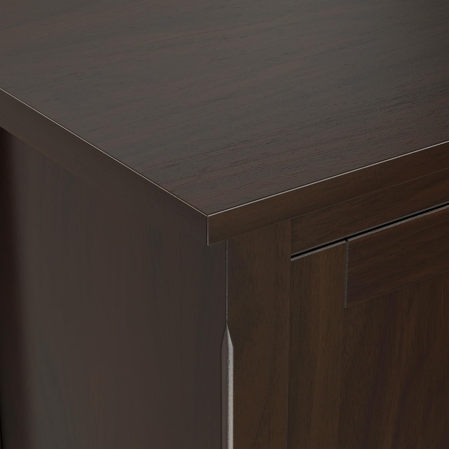 SIMPLIHOME Warm Shaker 47" Wide Solid Wood TV Stand in Light Golden Brown