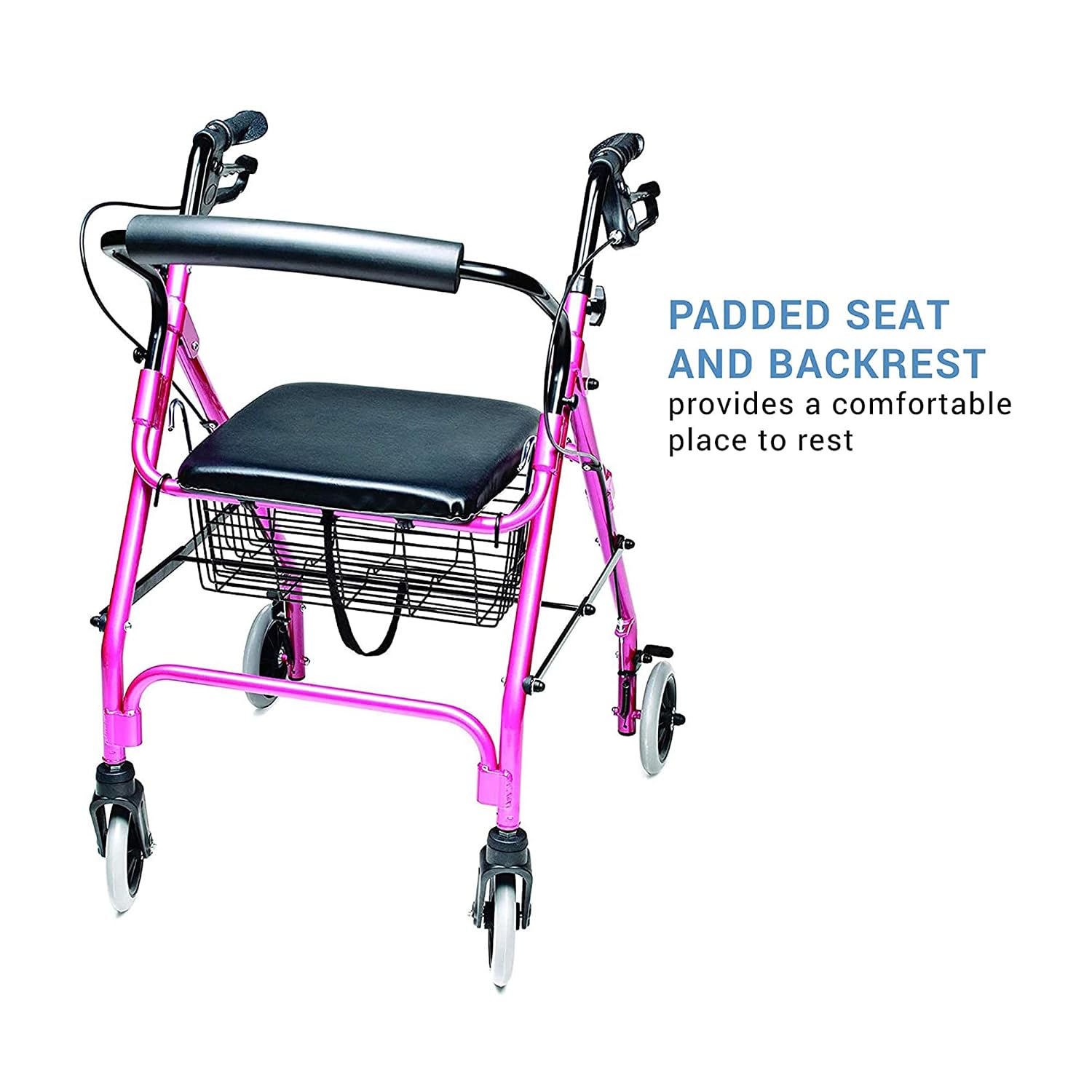 Lumex Walkabout Lite Rollator – Lightweight 14.5 lb. Rolling Walker with Seat for Seniors, Lavender