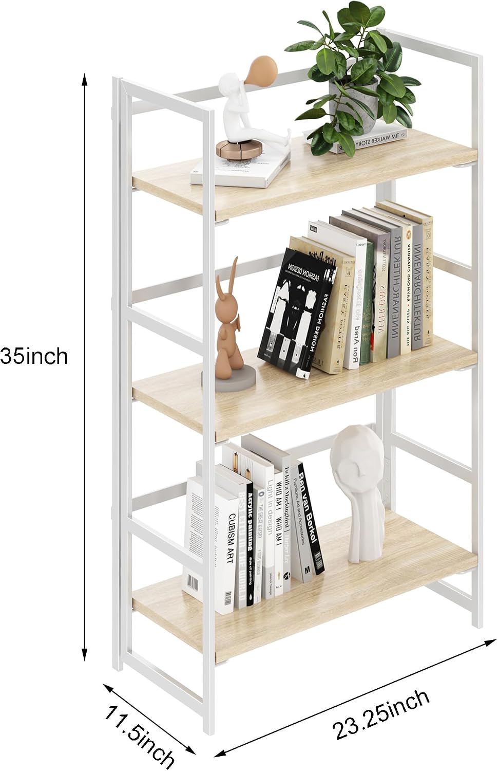 Vintage Multifunctional Folding Bookshelf, No-Assembly Plant Stand Storage Rack Shelves for Home Office (Fire, 5-Tier)