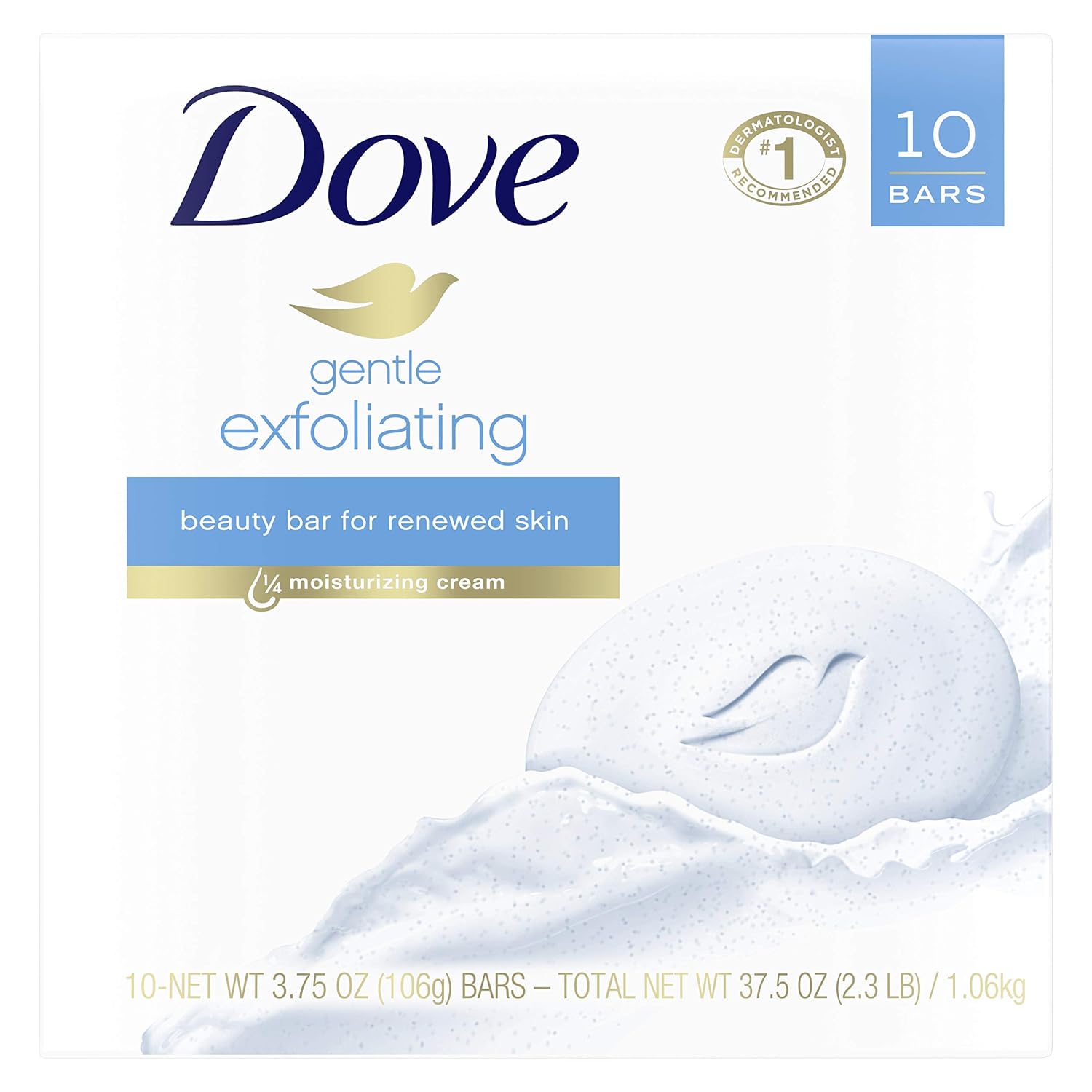 Dove Beauty Bar for Softer and Smoother Skin Gentle Exfoliating More Moisturizing Than Bar Soap 3.75 oz 10 Bars