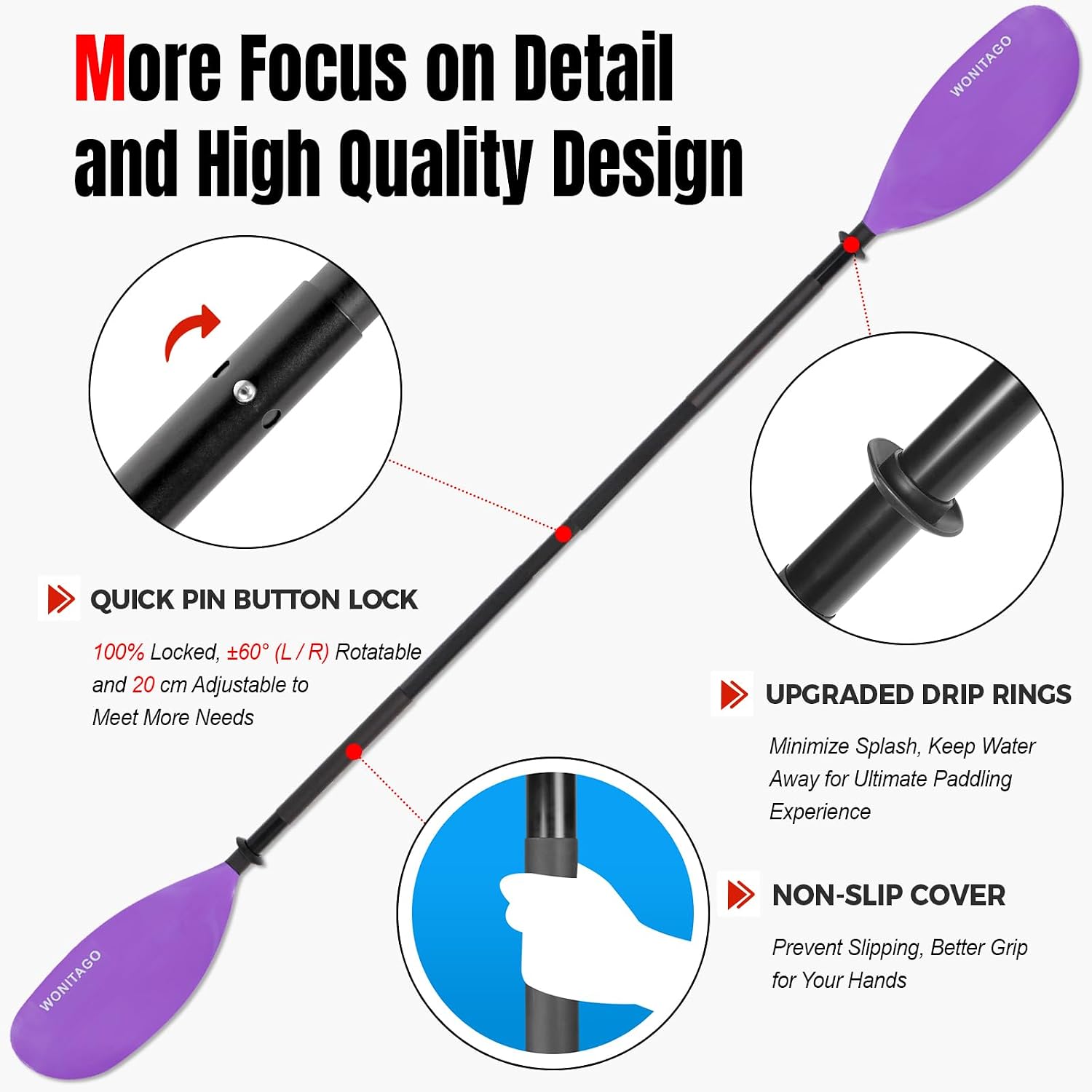 Kayak Paddle, Adjustable and Lightweight Kayaking Oar