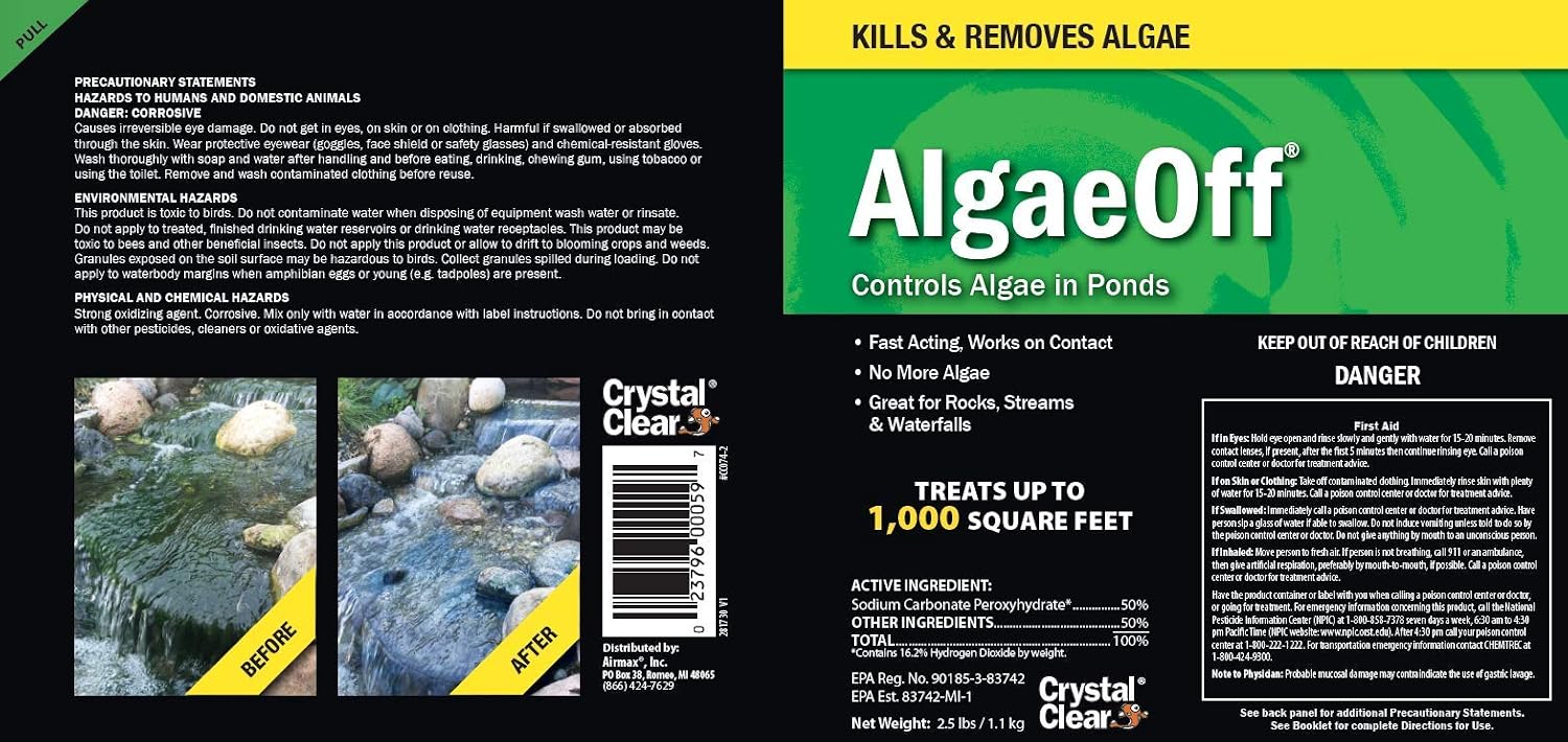 CrystalClear AlgaeOff - String Algae Remover - 2.5 pounds treats up to 1,000 Square Feet