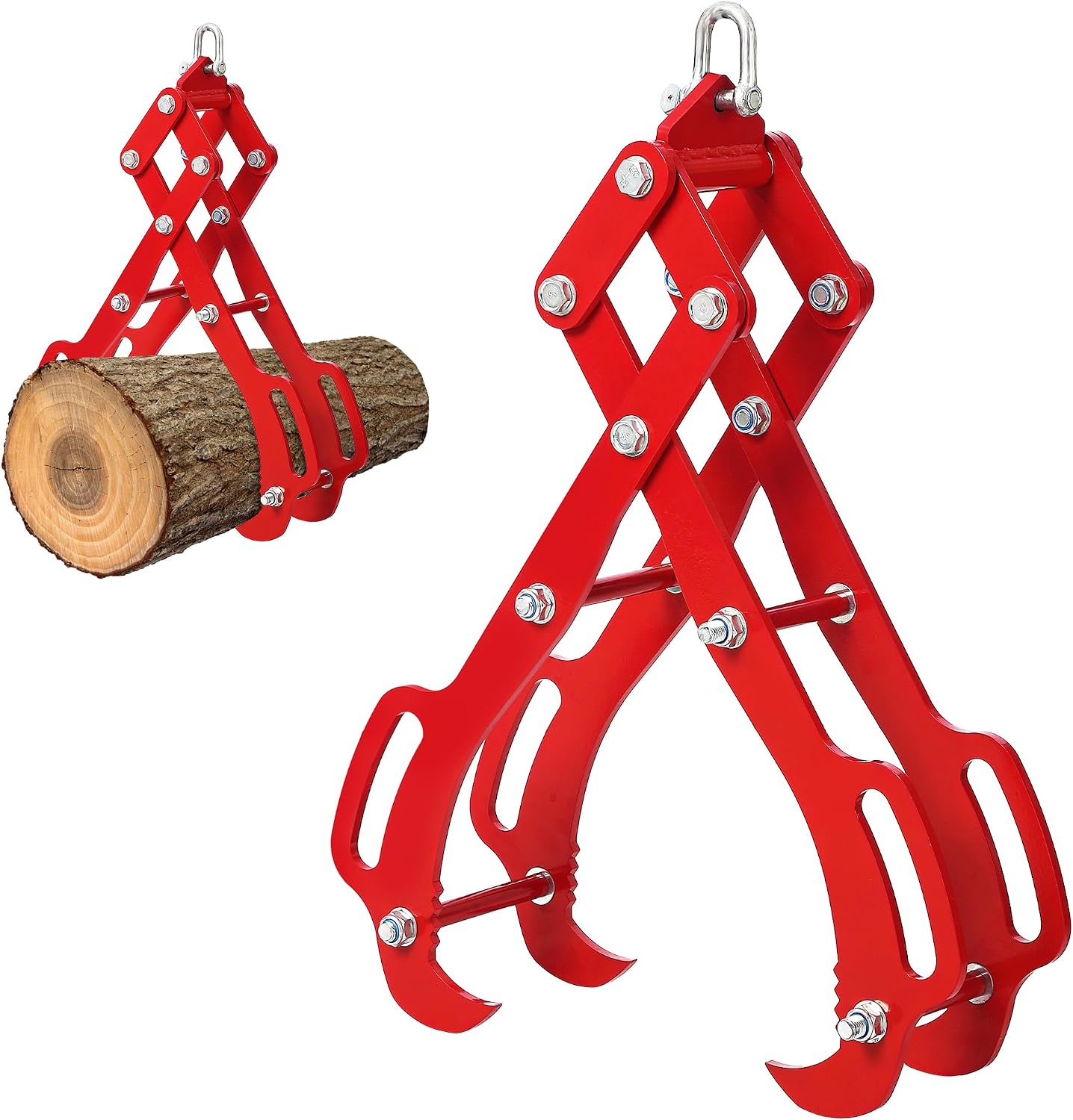 Garvee 28 in Log Lifting Tongs, Log Grabber, Skidding Log Lifting Tongs Timber, Heavy Dut Solid Steel Swivel Dragging Steel Tongs Log Lifting Lumber Skidding Tongs Logging Grabber(4 Claw)