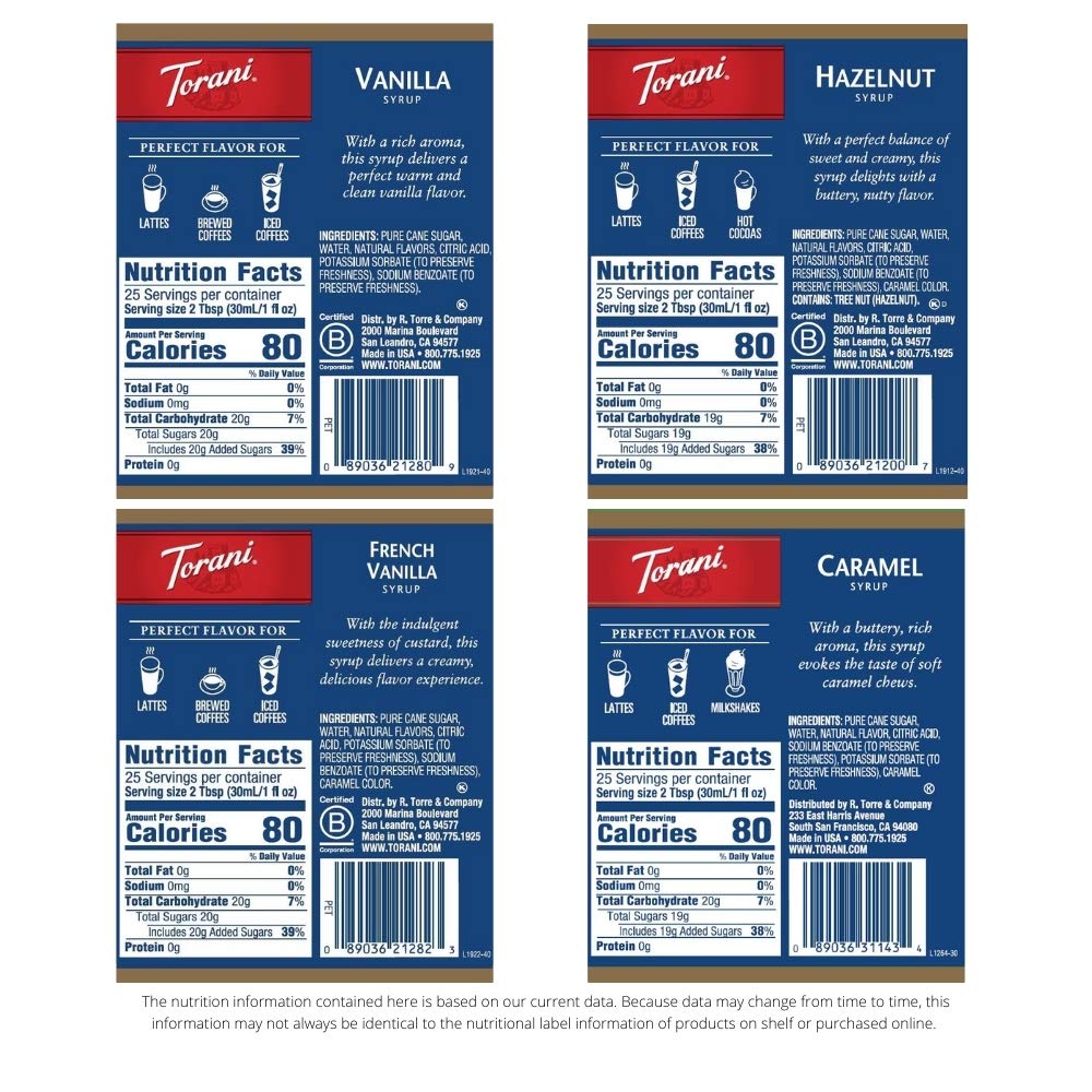 Torani Syrup Variety Pack, Soda Flavors, 25.4 Ounces (Set of 4)